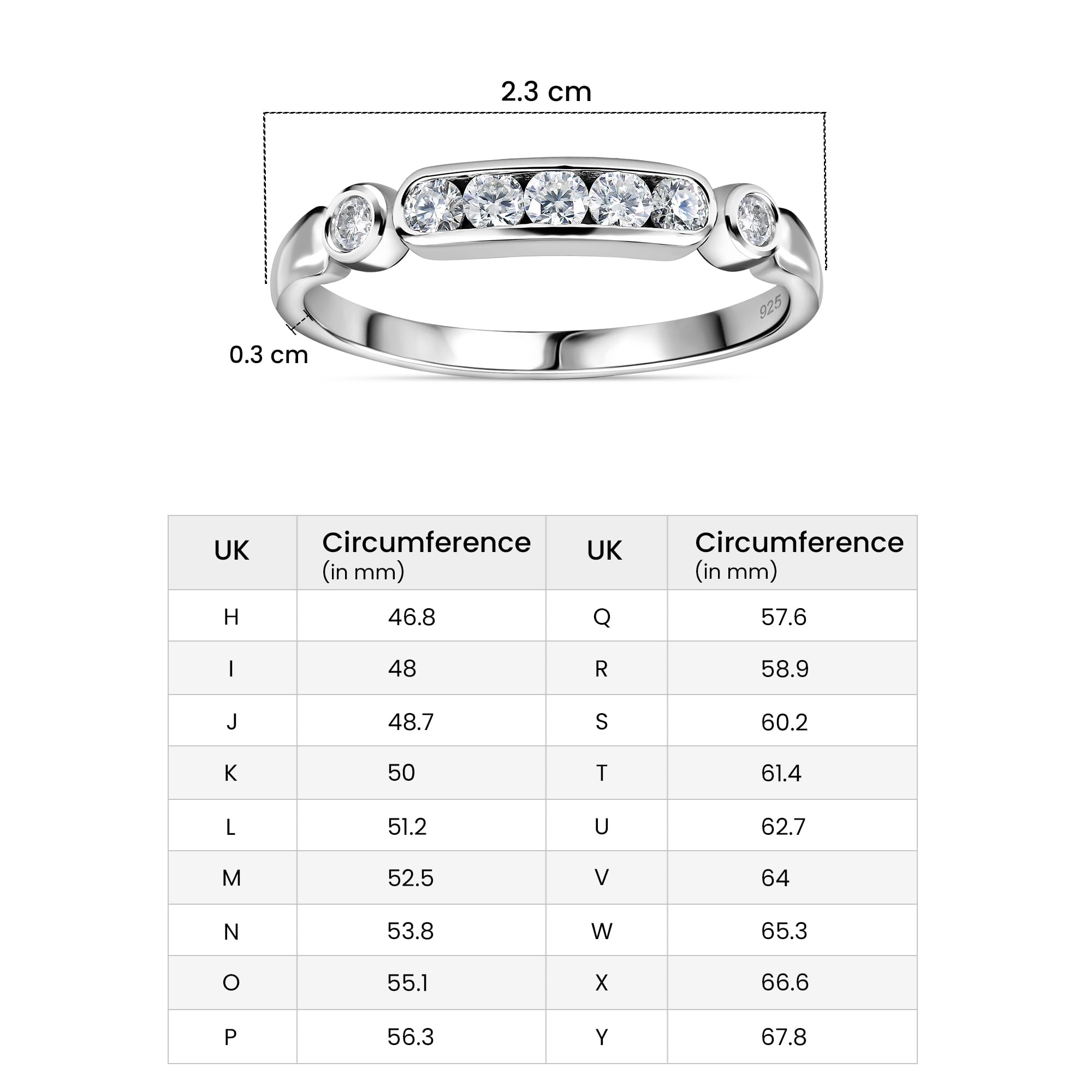 TJC Anillo de media eternidad de moissanita en plata 925 chapada en oro y platino, anillos de boda para mujer, regalo de joyería de siete piedras