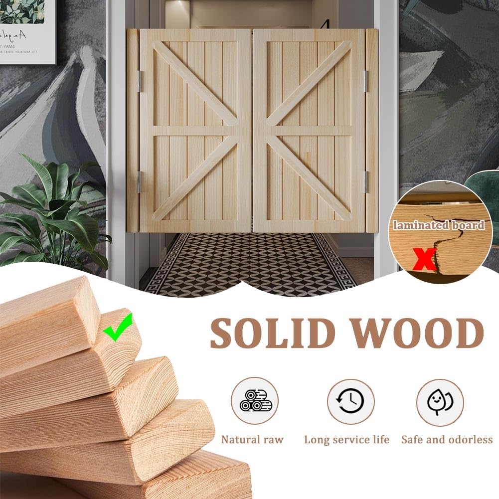Caffè Bar Porta Saloon In Legno Porta A Battente 70cm-150cm Porte Oscillanti Da Bar Per Ingresso Cucina Soggiorno Ufficio(Naturale,W78 x H80cm)