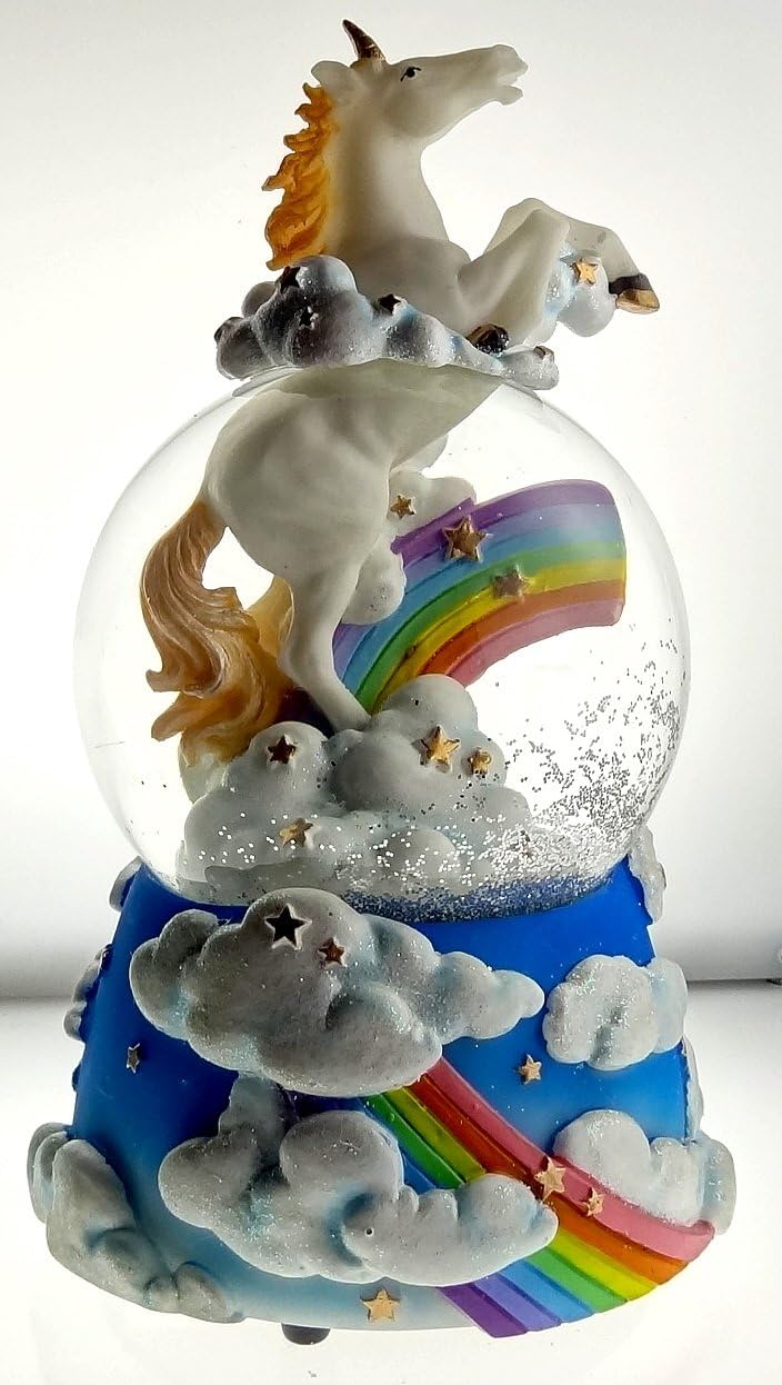Sculptured Mystic Unicorn Snow Globe Water Ball Musical " the Unicorn " 7 3/4" High Amazon