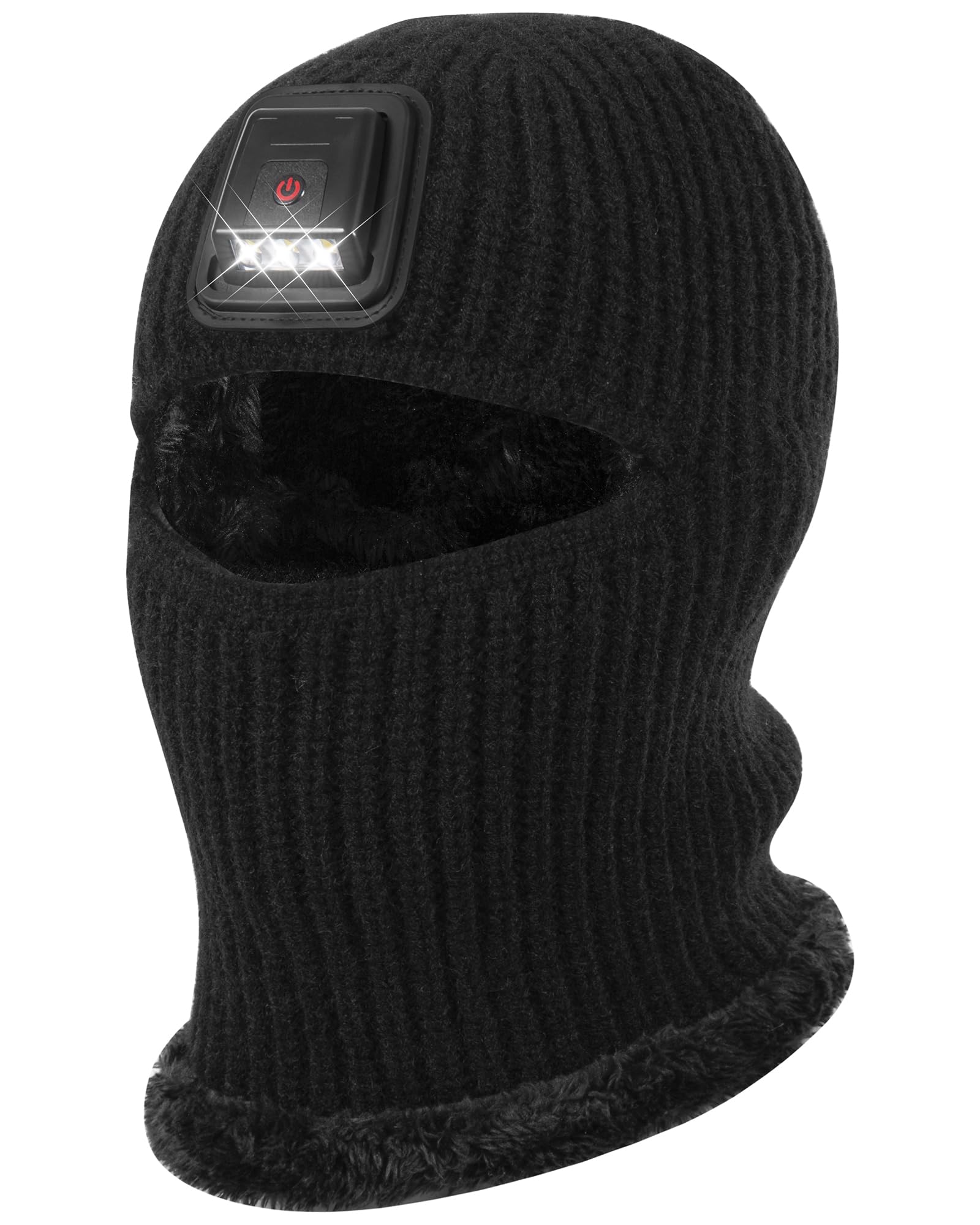 Kids Balaclava Knitted Warmer Windproof Hat Full Ski Face Mask Winter Warm Skull Cap with Light Boys Girls