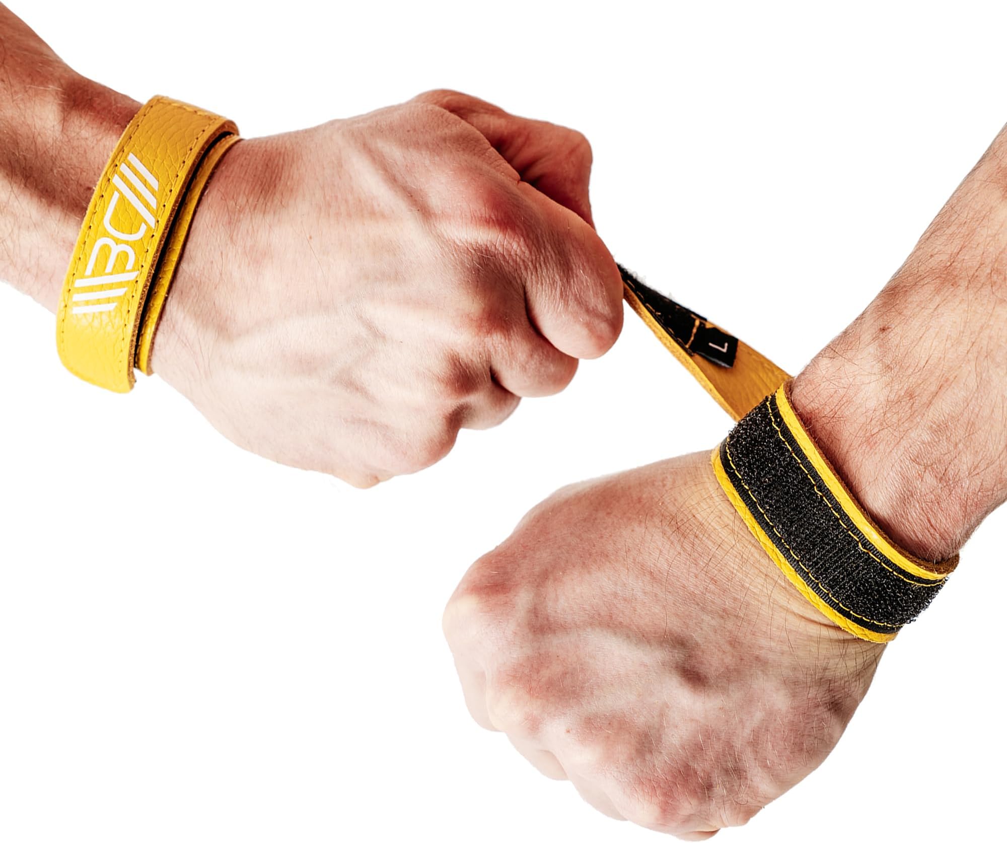 WARM BODY COLD MIND Premium Leather Wrist Wraps for Cross Training, Olympic WeightLifting, Powerlifting, Bodybuilding, Deadlift, Strength Training and Wrist Support with Thumb Loop (YELLOW, S)