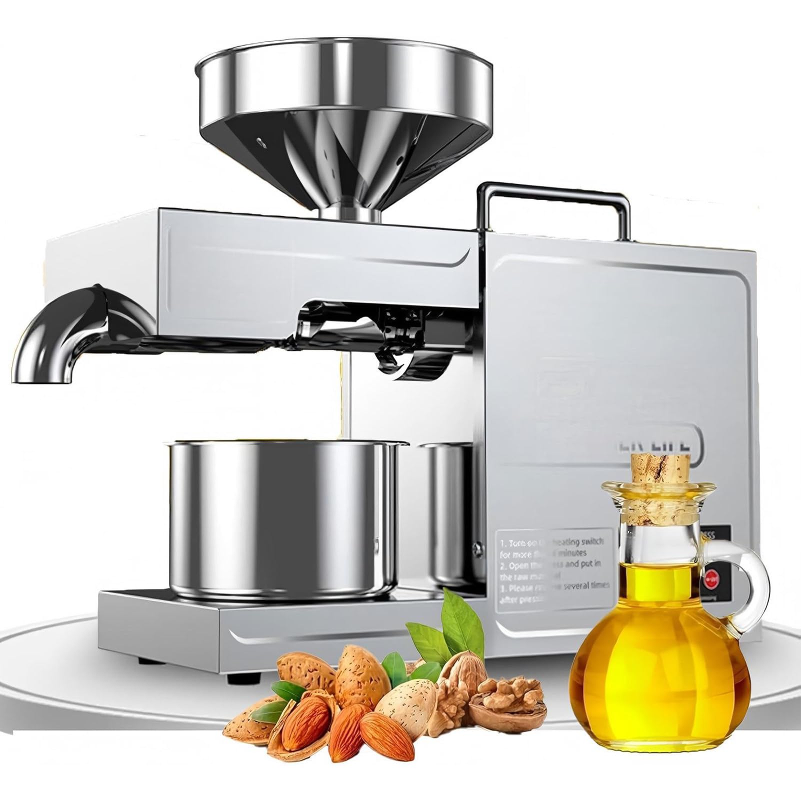 PweKzxt Automatic Oil Press Machine,Industrial Oil pressing machine, Nuts Seeds Oil Presser Pressing Machine, Cold Hot Press All High Oil Extractor,for Peanut, Almond, Sesame
