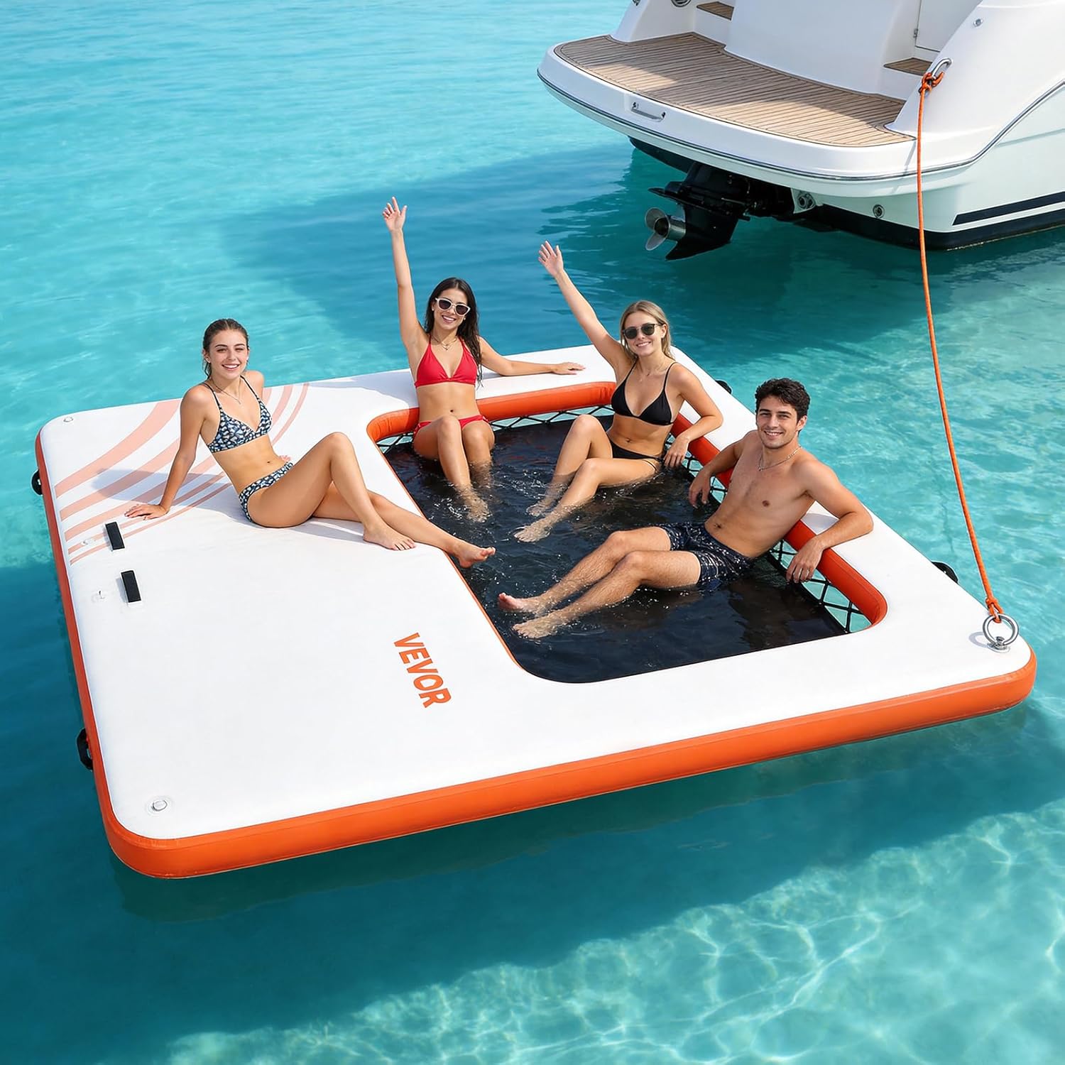 VEVOR Inflatable Floating Dock, Inflatable Dock Platform, Non-Slip Water Air Mat with Portable Carrying Bag and Detachable Ladder, Floating Water Platform Island Raft for Pool Beach Ocean