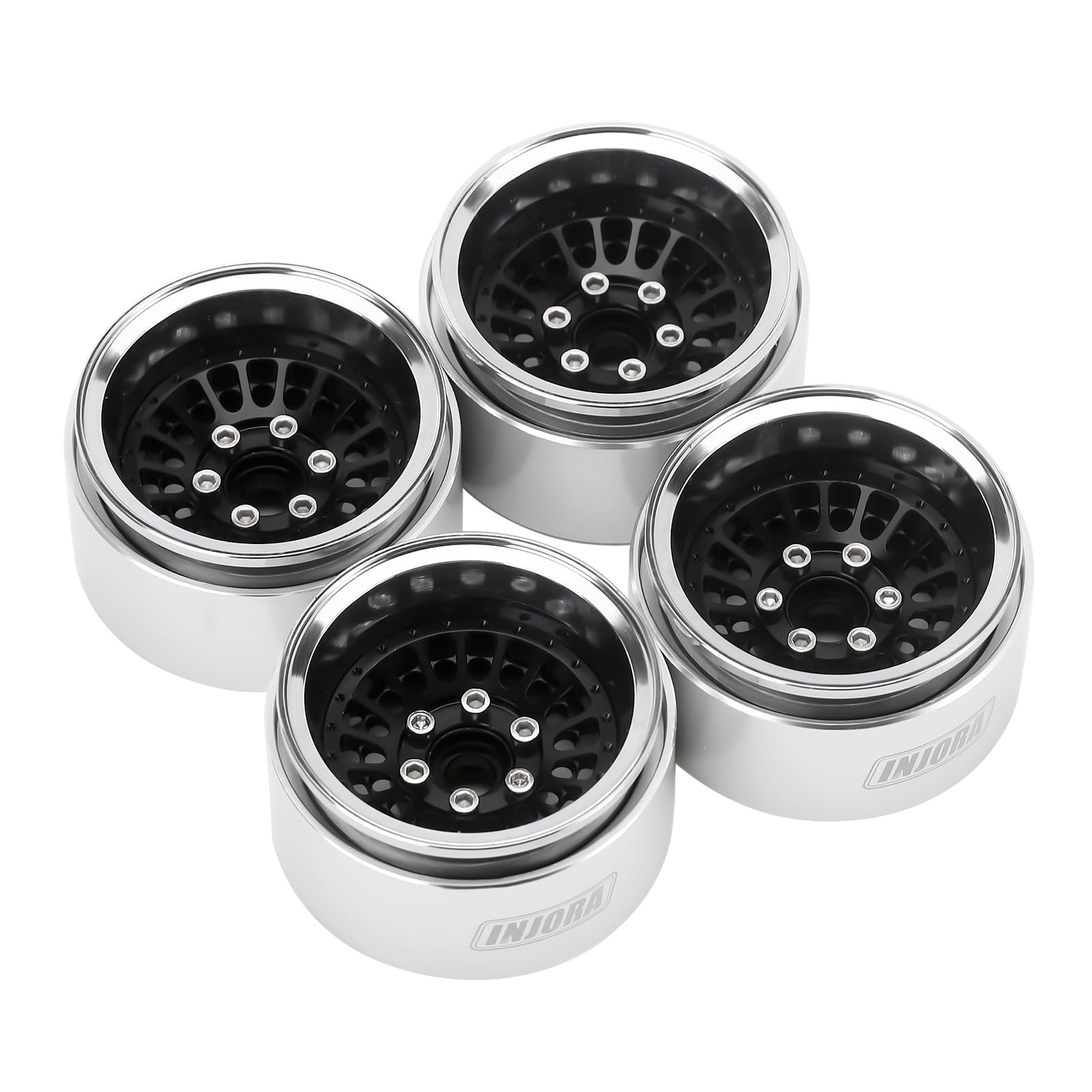 INJORA 1.9 Beadlock Cerchio Ruota Alluminio Ruota Offset -10mm per 1/10 RC Crawler SCX10 PRO TRX4 VS4-10 Gen8,Nero