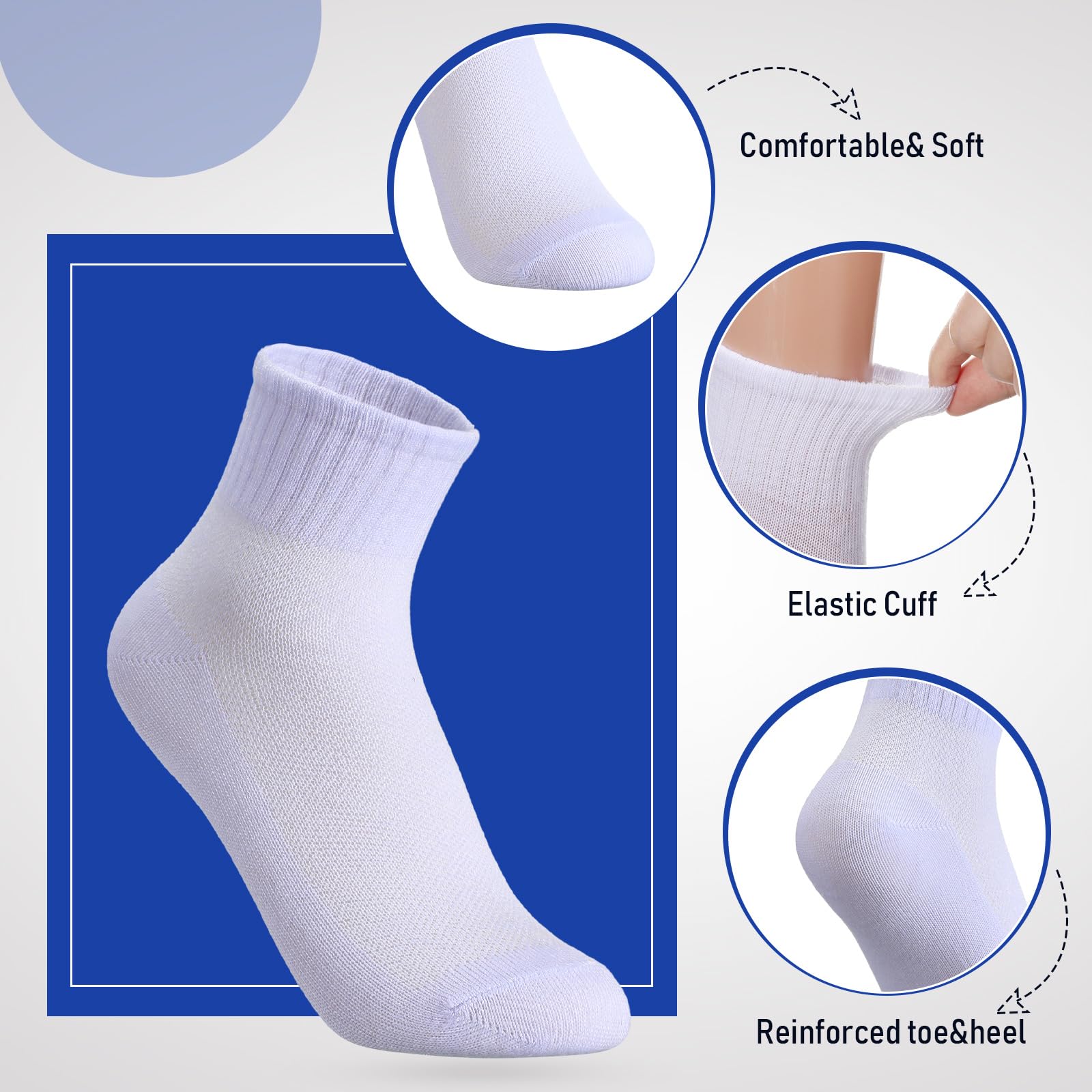 Ramede 100 pares de calcetines para niños acolchados al tobillo suaves y acanalados para niñas