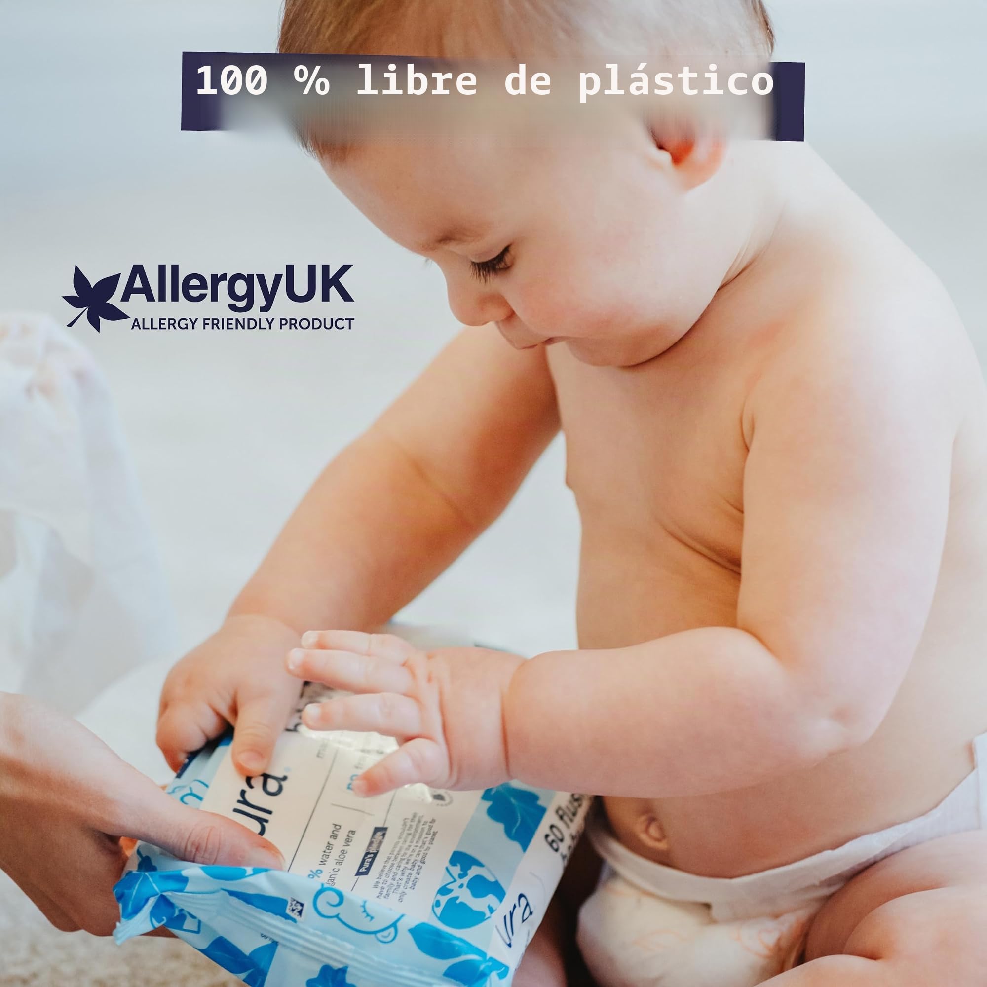 Pura Toallitas Desechables WC Para Bebés, 720 Toallitas (12 x 60 Toallitas), 100% Toallitas Húmedas Libres de Plástico, 99% Agua, Piel Sensible, Biodegradables, Algodón Orgánico