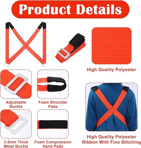 Miniatura 2 de Correas móviles para muebles, sistema de elevación y movimiento para 2 personas, correas de elevación en movimiento, correa de seguridad ajustable