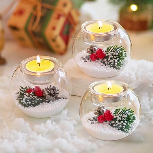 Vohocandle Lot De 6 Bougeoirs Rouges Côtelés - Photophores Verre Pour Noël Saint-Valentin