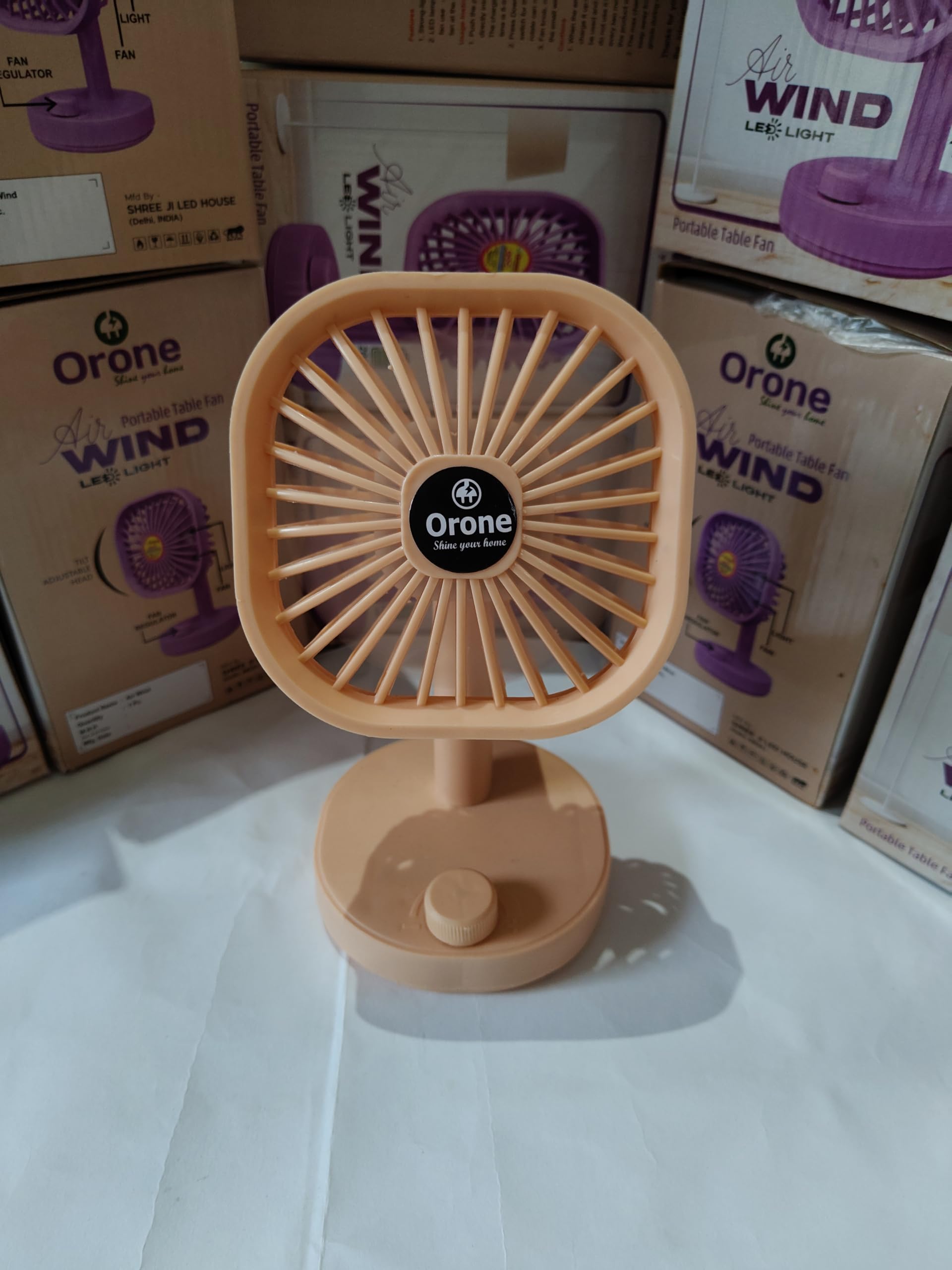 Dc Mini Fan Beige | 2000mAh Battery, 4-Speed Dial Control, Flexible Tilt Design, Charge & Use Simultaneously, for Mandir Decoration-image-27
