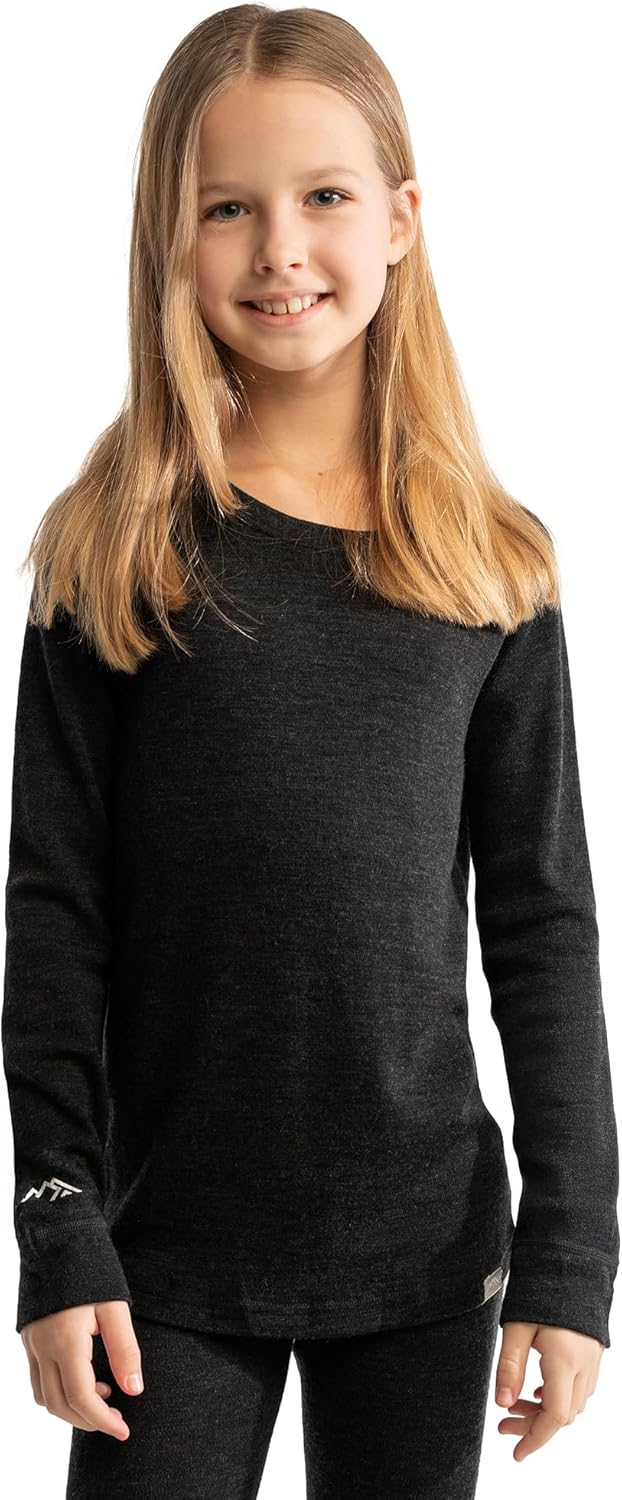 Merino Wool Base Layer Kids - Midweight Long Sleeve Merino Wool Top Kids - Unisex Kid Thermal Underwear