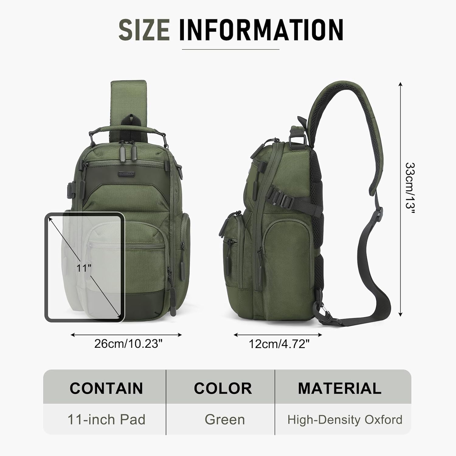 Sling Bag for Men, Travel Crossbody Bag for Men, Small Sling Backpack Shoulder Bag, High-Density Oxford Chest Pack for Hiking