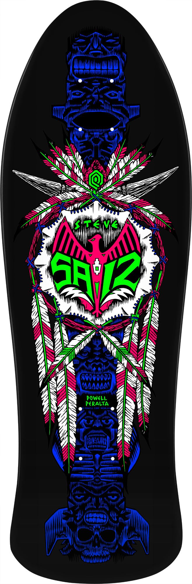 Powell Peralta Steve Saiz Totem Classic Skateboard Deck, Blacklight, 10" x 30"
