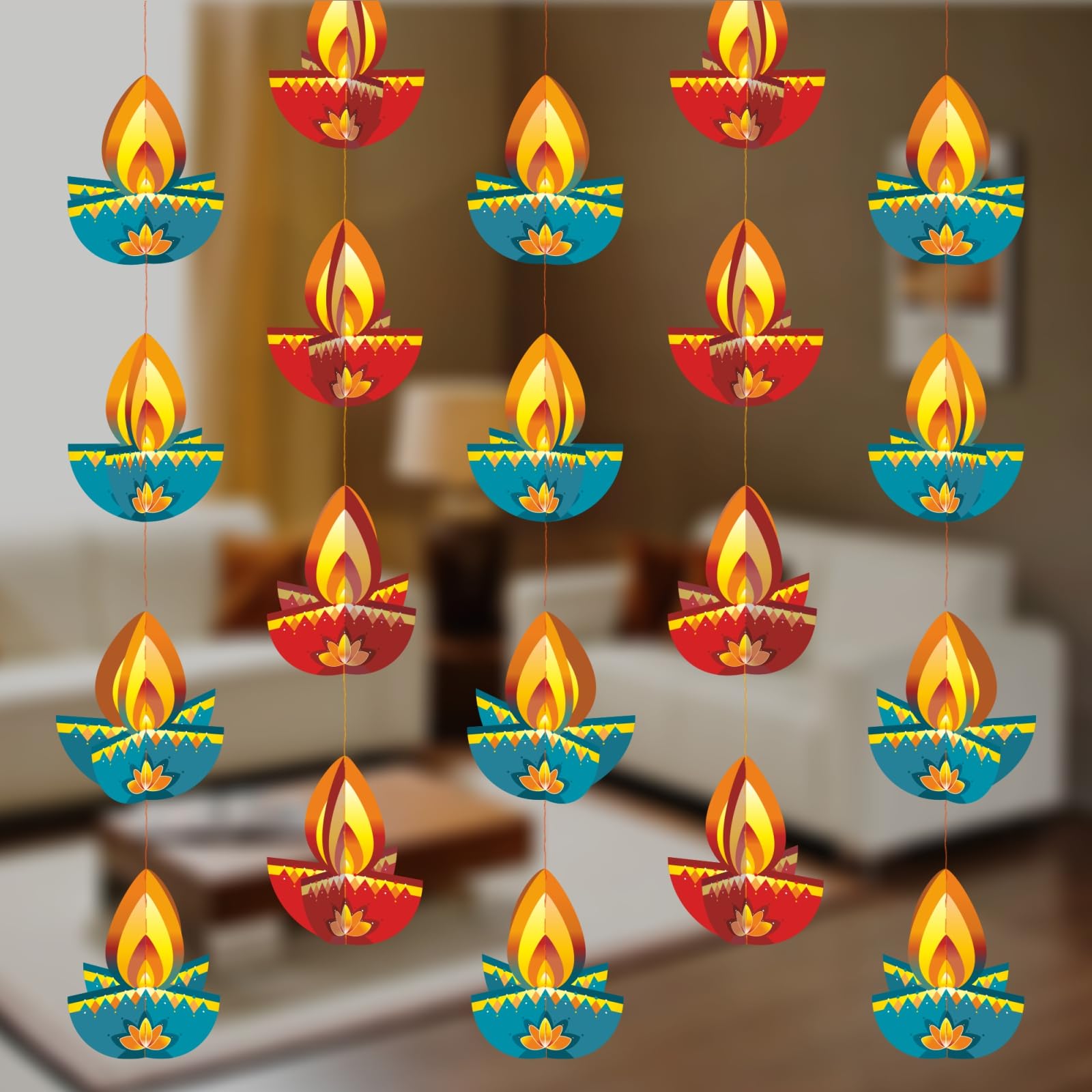 Shree Space - Diya Hanging ( DH ) Pack of 4 Row - Festive Decoration for All Festival Home & Office Paper Decoration (B0CKJ277K7) Amazon Price History, Amazon Price Tracker