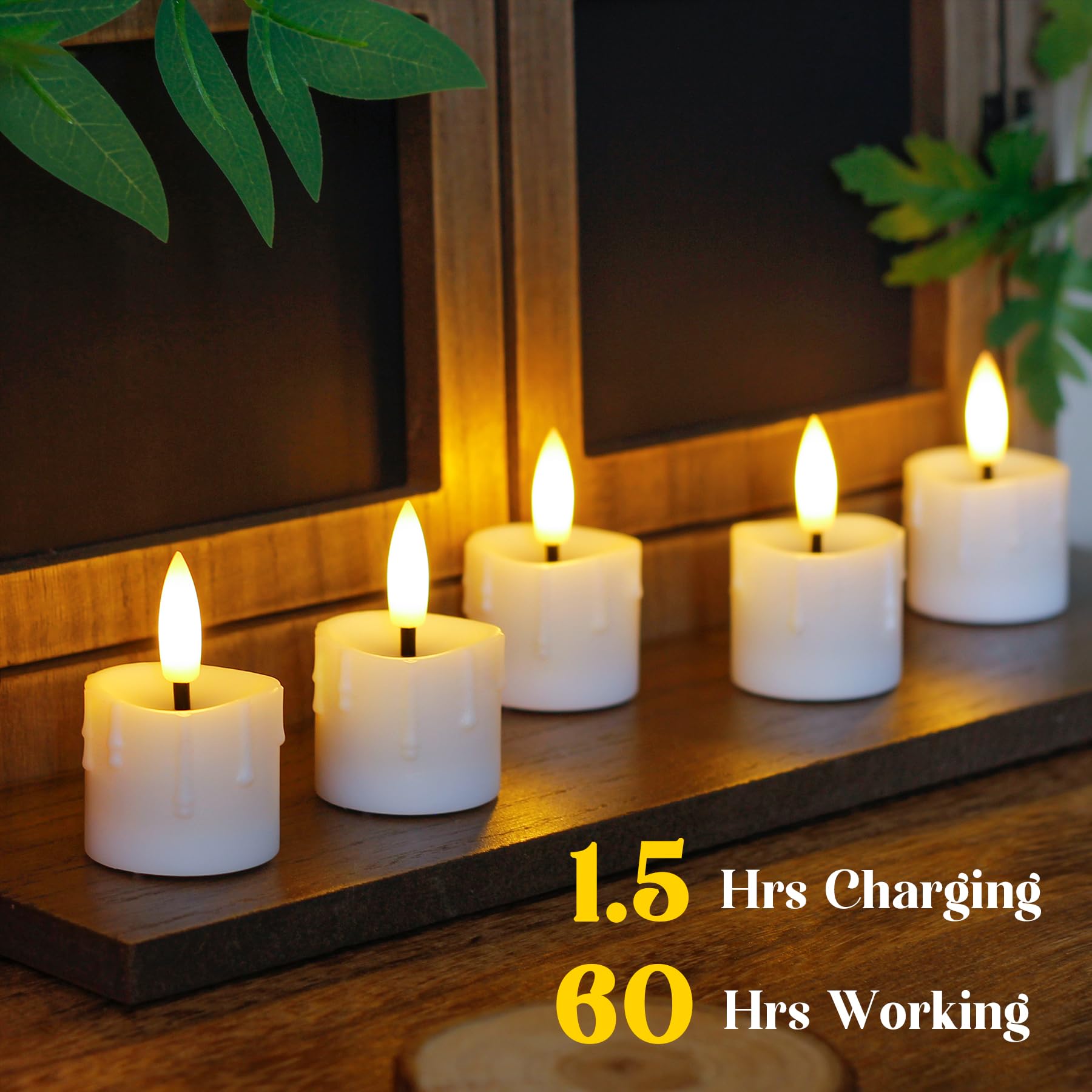 Yeelida Rechargeable Flameless 4cm x6.5cm Tea Light LED Candles with Remote & Type-C Charging Cable - Image 2