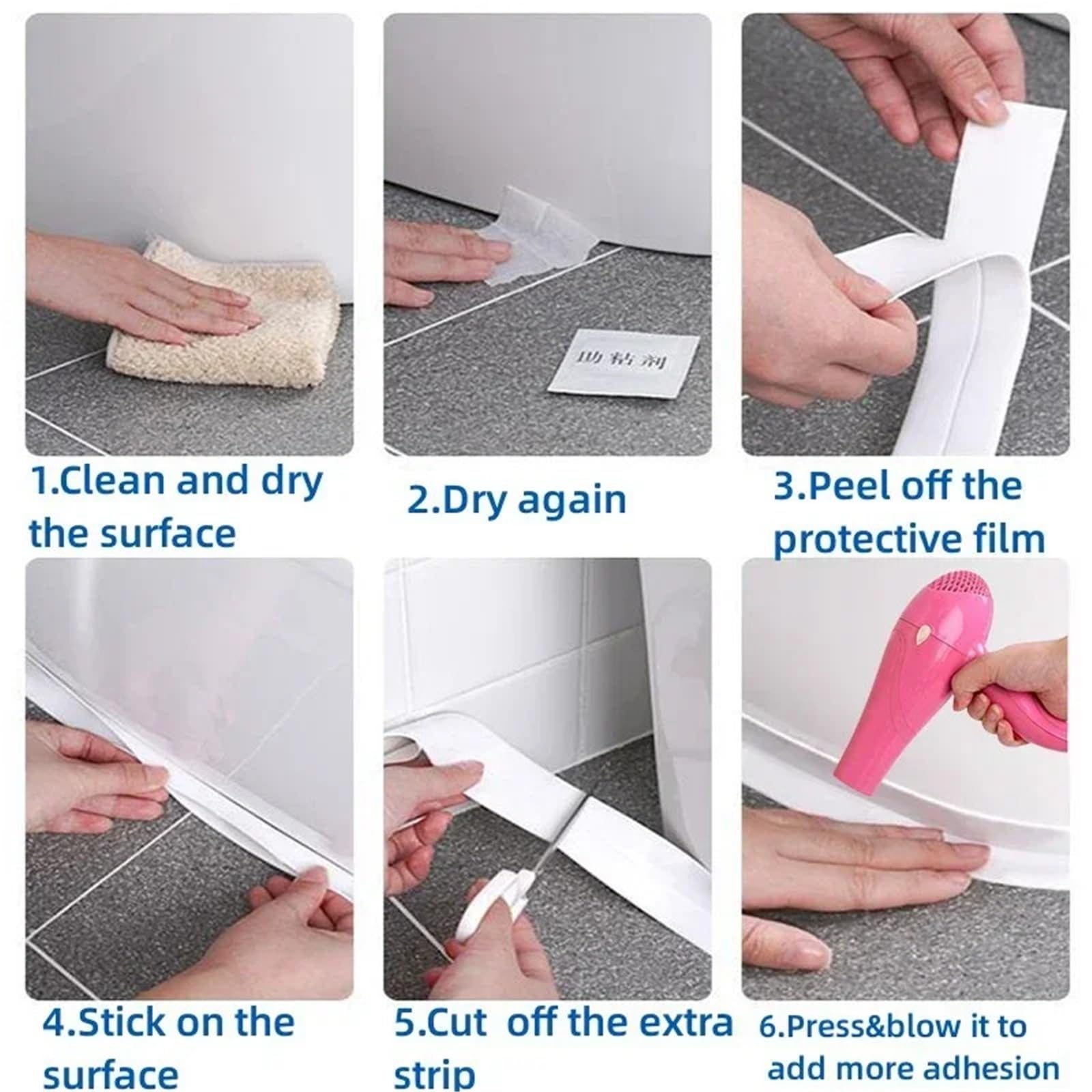 Nastro sigillante, 2 Rotoli di Nastro sigillante Autoadesivo Mastice for Bagno, WC, Adesivi murali angolari