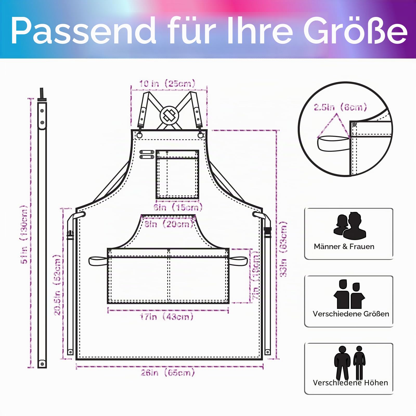 Küchenschürze,Arbeitsschürze,Leinwand,mehrere Taschen,Gartenarbeit,Malerei,Grillen,Tischler,Größen M bis XXL,Phantomblau