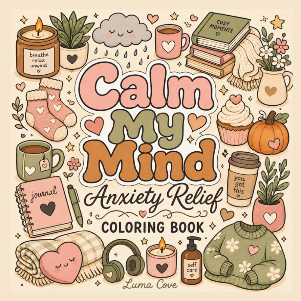 Calm My Mind: An Anxiety Relief Coloring Book Featuring Cozy Scenes and Relaxing Pages