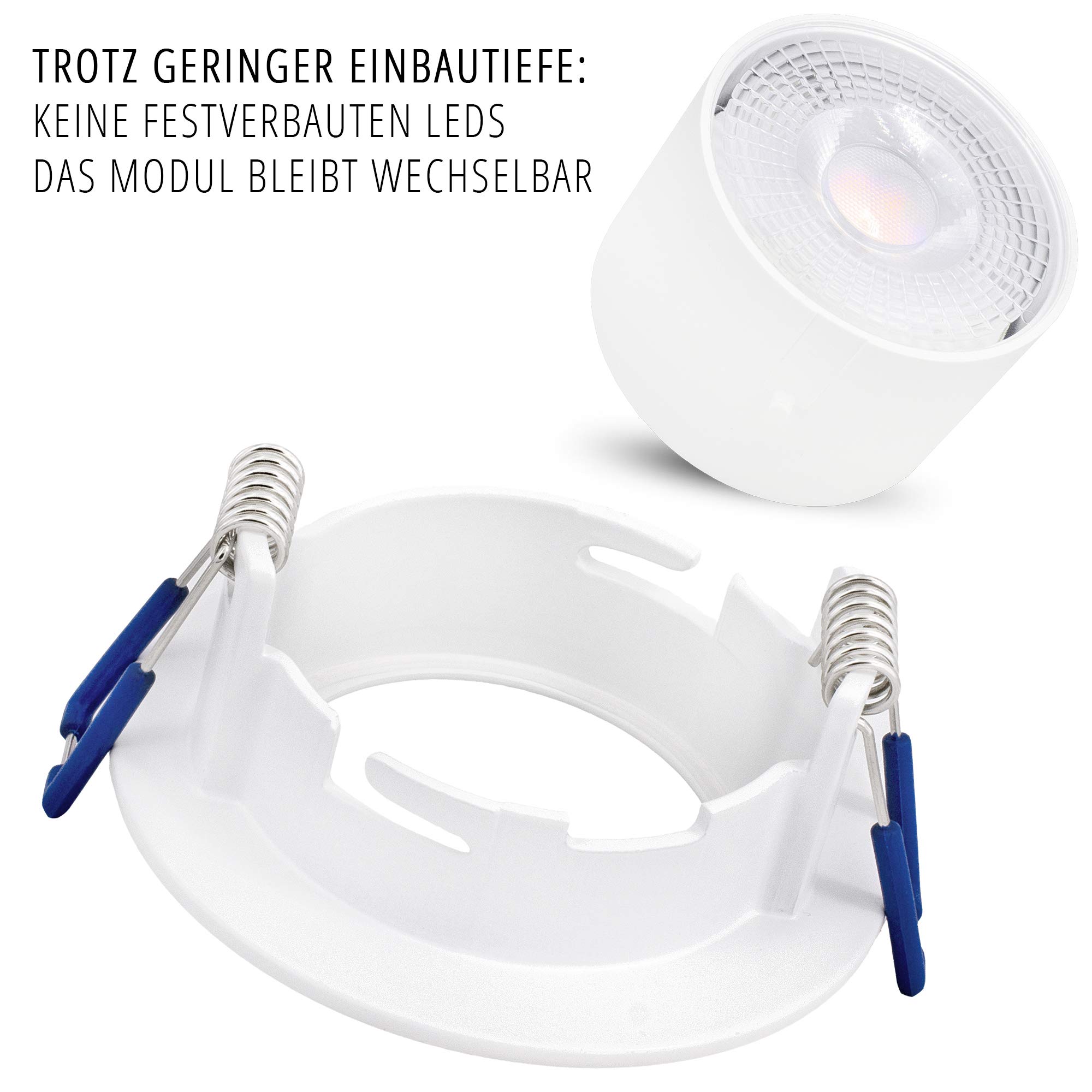 Linovum ETAWA - Lámpara led empotrable (10 unidades, IP44, extraplana, incluye 5 W, luz blanca cálida, 230 V, 230 V, para baño, redonda, 230 V