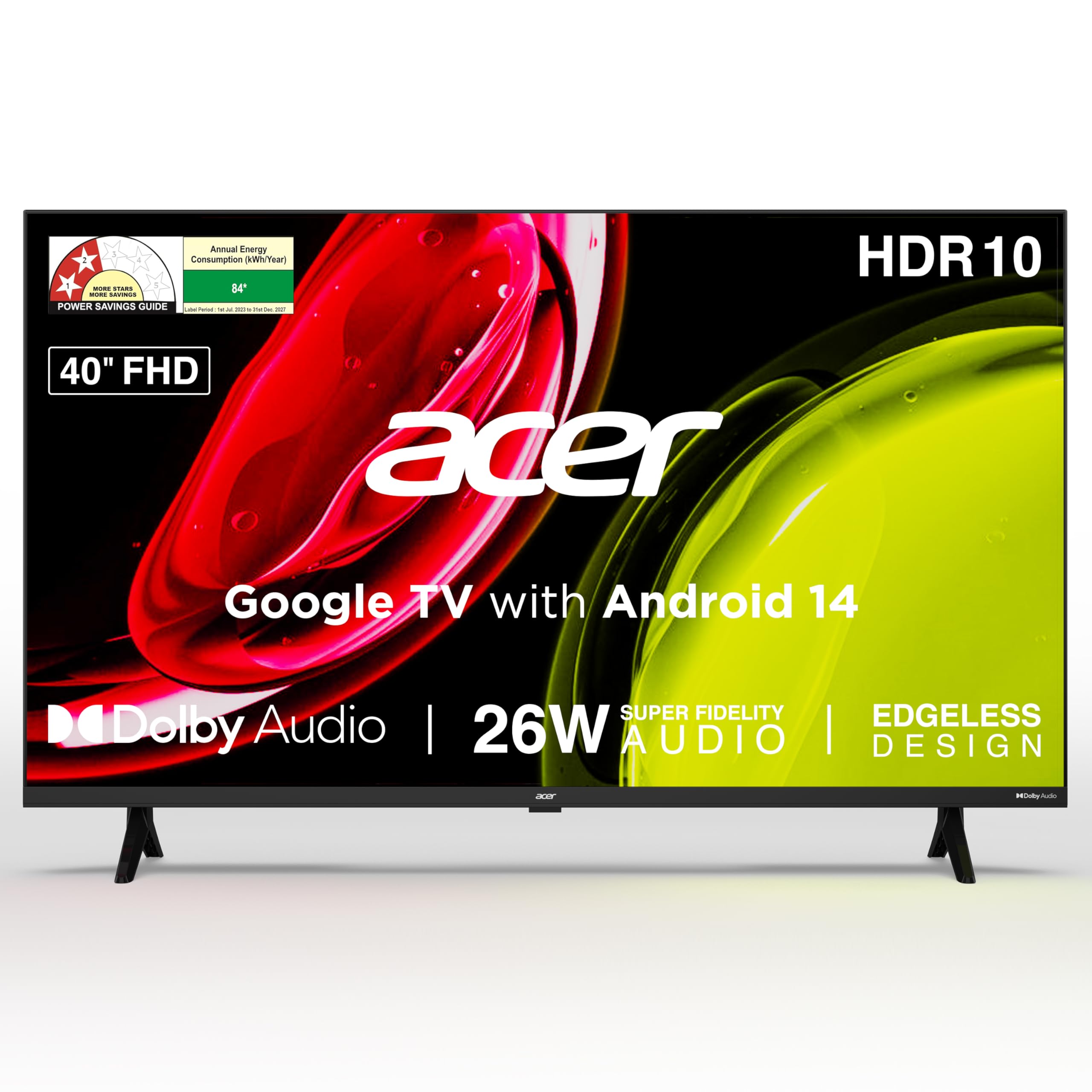 acer 100 cm (40 inches) Ultra I Series FHD Smart LED Google TV AR40FDGGU2841BD (Black) 2025 Model