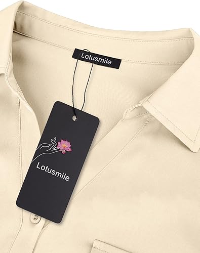 Miniatura 3 de Lotusmile Camisas de gasa con solapa y botones para mujer, para el trabajo, oficina, negocios, casual, blusa de gasa