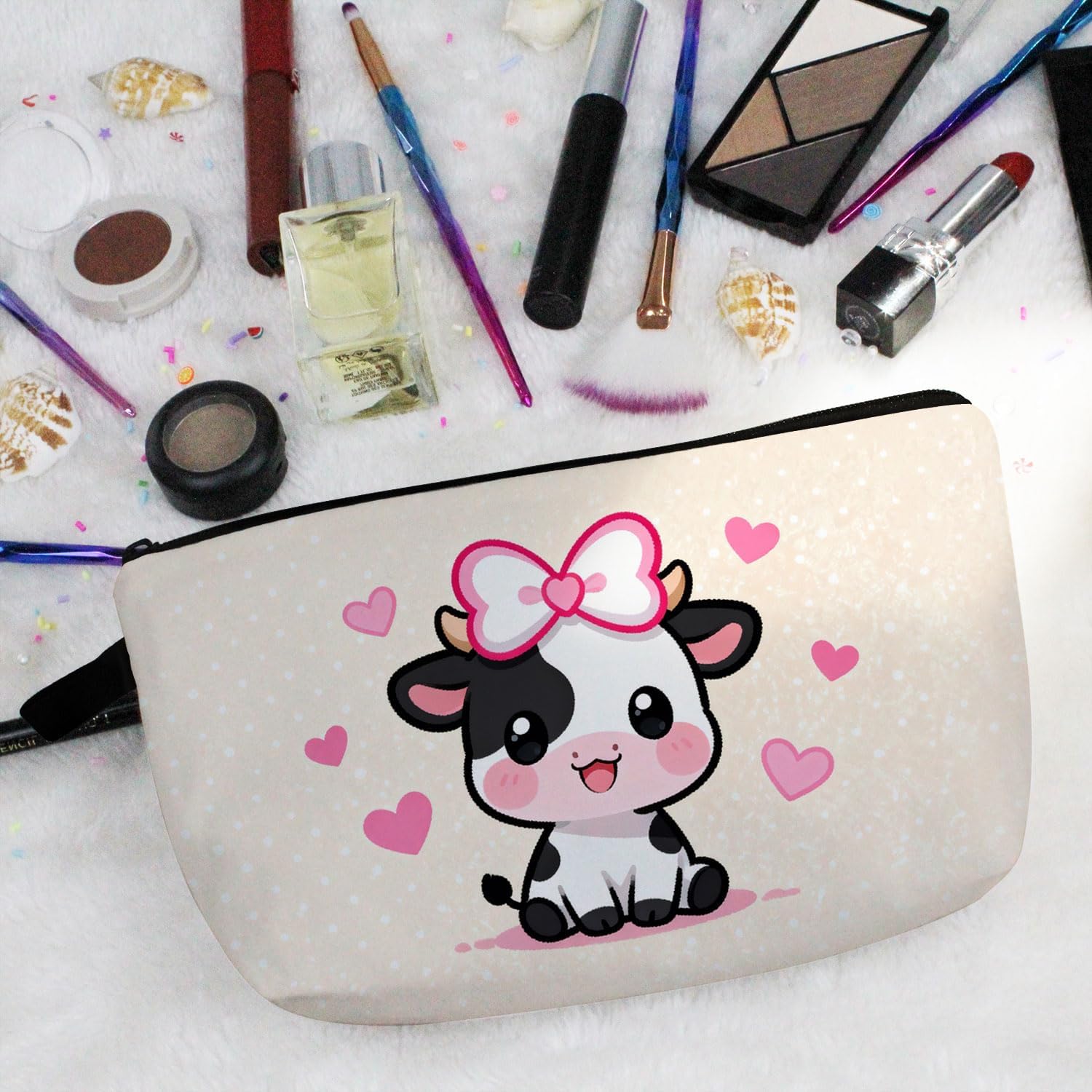 Livel lhood Cartoon Milk Cow Cute Small Makeup Bag image 5