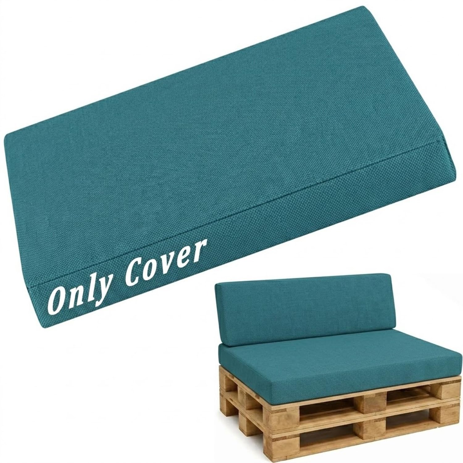 Replacement Pallet Cushion Covers 120×80 60×40 120×60 120×40, Waterproof Oxford Patio Furniture Slipcover with Zipper, Wedge Backrest Outdoor Sofa Protector(Peacock Green,Seat 60x100cm)
