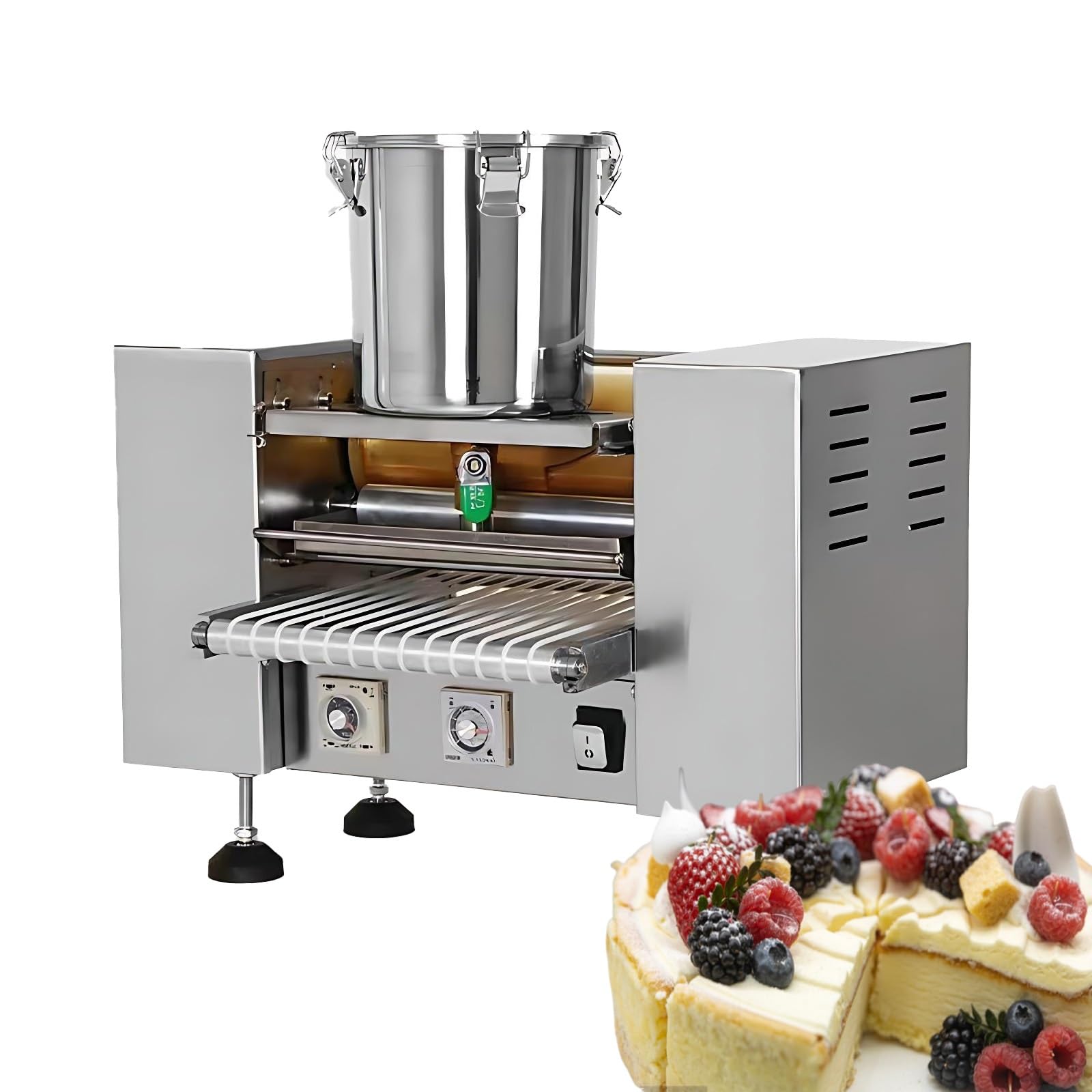 Crepera Eléctrica Profesional 2800W, Acero Inoxidable 304 Máquina Automática De Panquecas, Capa Antiadherente, Producción Rápida Para Repostería Y Buffet Gourmet(6in)