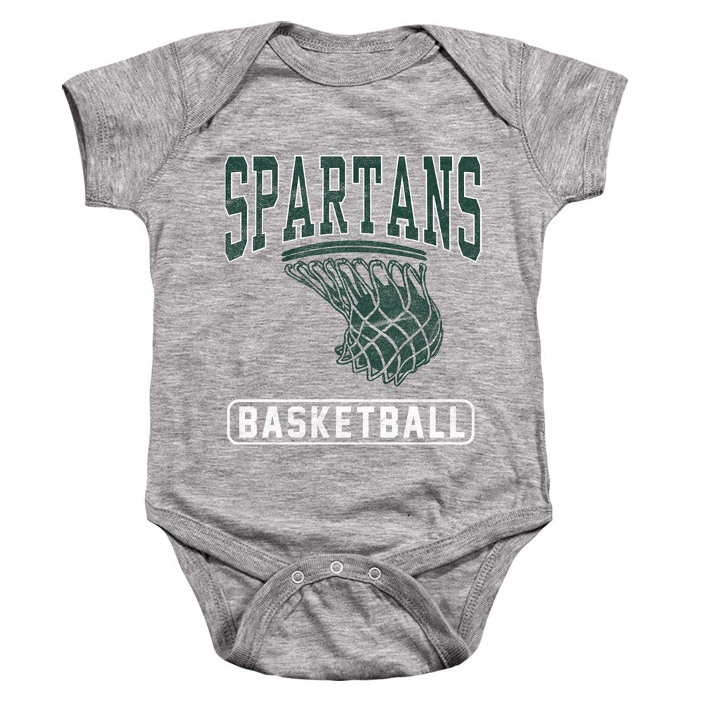 MSU Spartans Michigan State Spartans Basketball Unisex Infant Snap Suit for Baby,Athletic Heather, 6 Months