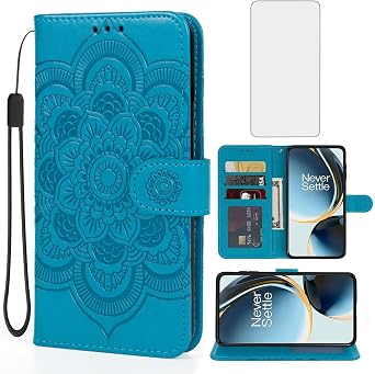 Case for OnePlus N30 Case, OnePlus Nord CE 3 Lite 5G/Oppo K11X Wallet Case with Tempered Glass Screen Protector, Leather Flip Credit Card Holder Stand Phone Cover for OnePlus Nord N30 5G Blue