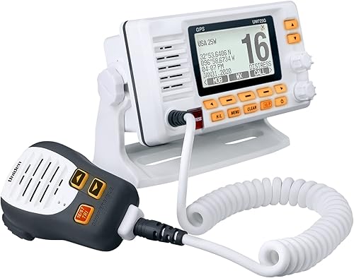 Vista 23 de Uniden Radio VHF marina UM725GBTBK, todos los Estados Unidos, Canadá y canales marinos internacionales, potencia de transmisión de 1 vatio/25 Negro