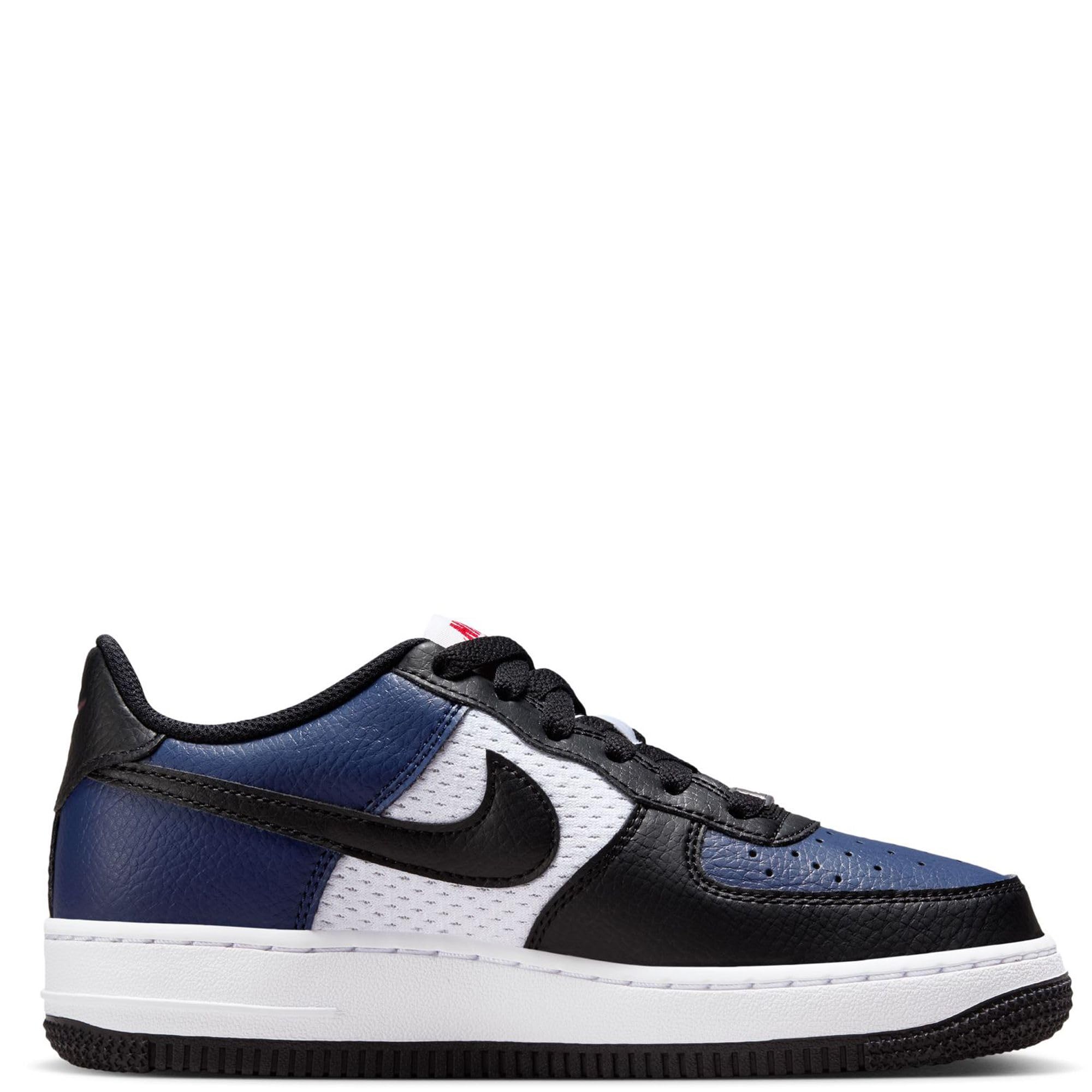 Nike Air Force 1 Big Kids' Shoes (HJ9201-400, Midnight Navy/White/University Red/Black) Size 6