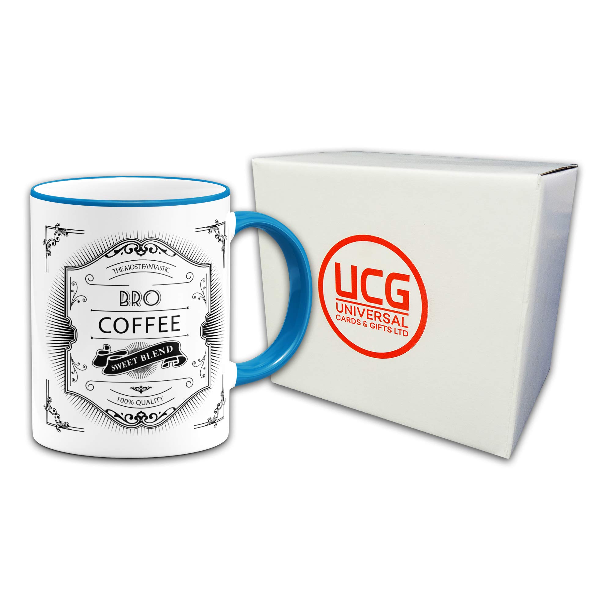 The Most Fantastic Bro Sweet Blend Novelty Gift Mug - Blue Handle & Rim