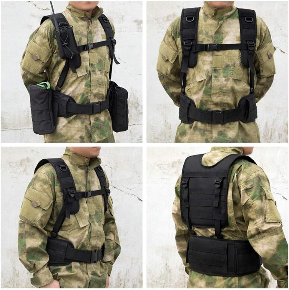 MiOYOOW MOLLE Outdoor Belt, H-Harness Belt Suspenders with Detachable Suspender Straps for Outdoor Hunting Training