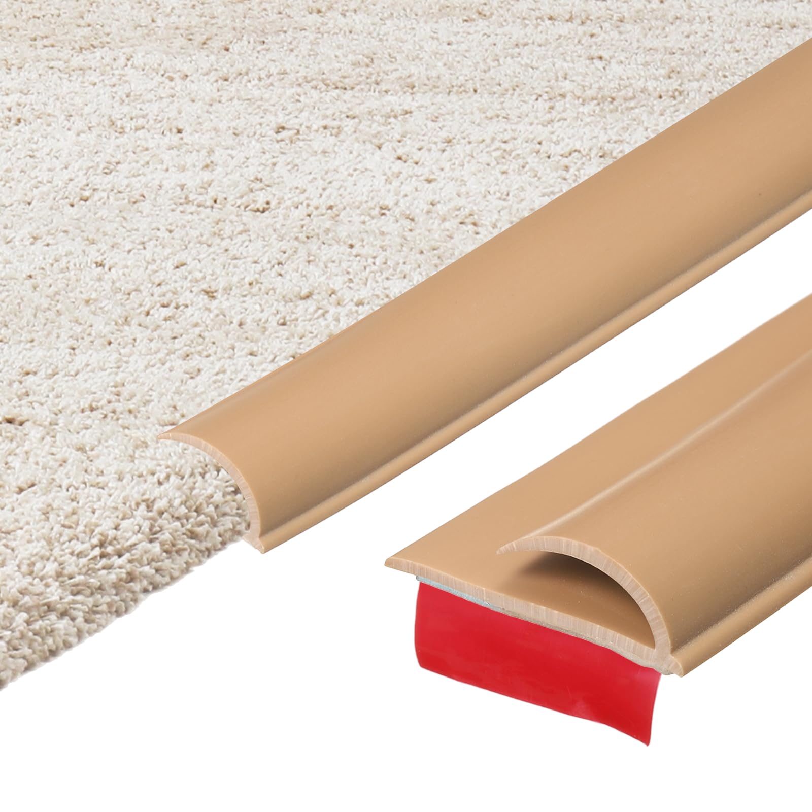 sourcing map 4m x 35mm x 10mm Carpet to Tile Transition Strip, Self-Adhesive Carpet Edge Strip, PVC Gap Cover, Laminate Edge Trim for Uneven Surfaces, Light Brown โ image 1