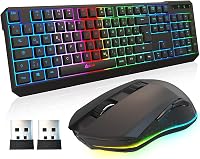 KLIM Blaze & Chroma Vezeték Nélküli Egér-Billentyűzet Szett - RGB Háttérvilágítás, Hosszú Élettartamú Akkumulátor, PC és Mac Kompatibilis, G 1
