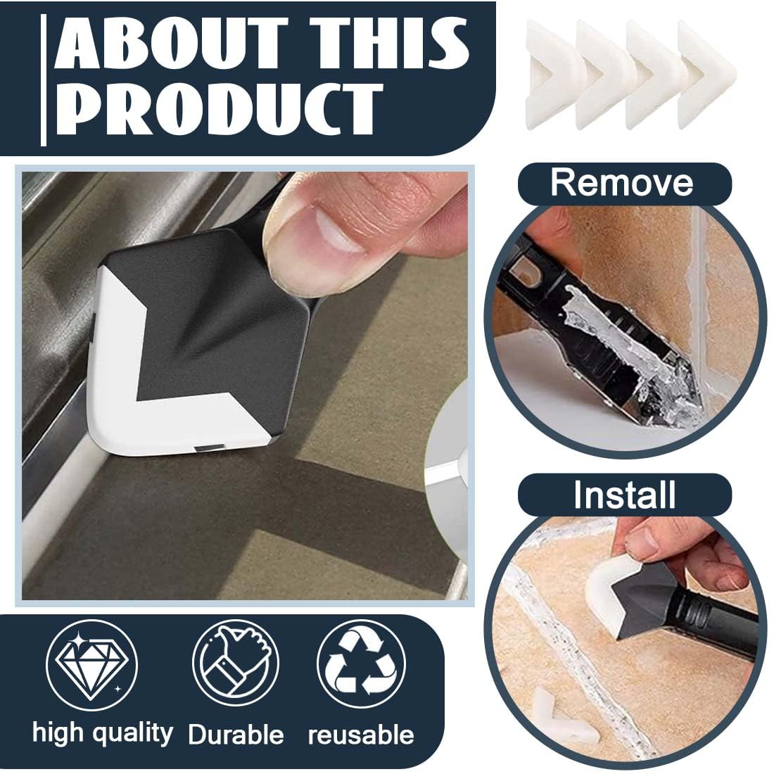 IEBTWN 1 Pezzo 3 In 1 Raschietto Spatola Per Silicone Raschietto, Rimuovi Silicone, Raschietto Spatola Per Sigillante, Con 5 Teste Intercambiabili, Per Cucina Pavimento Bagno Finestra