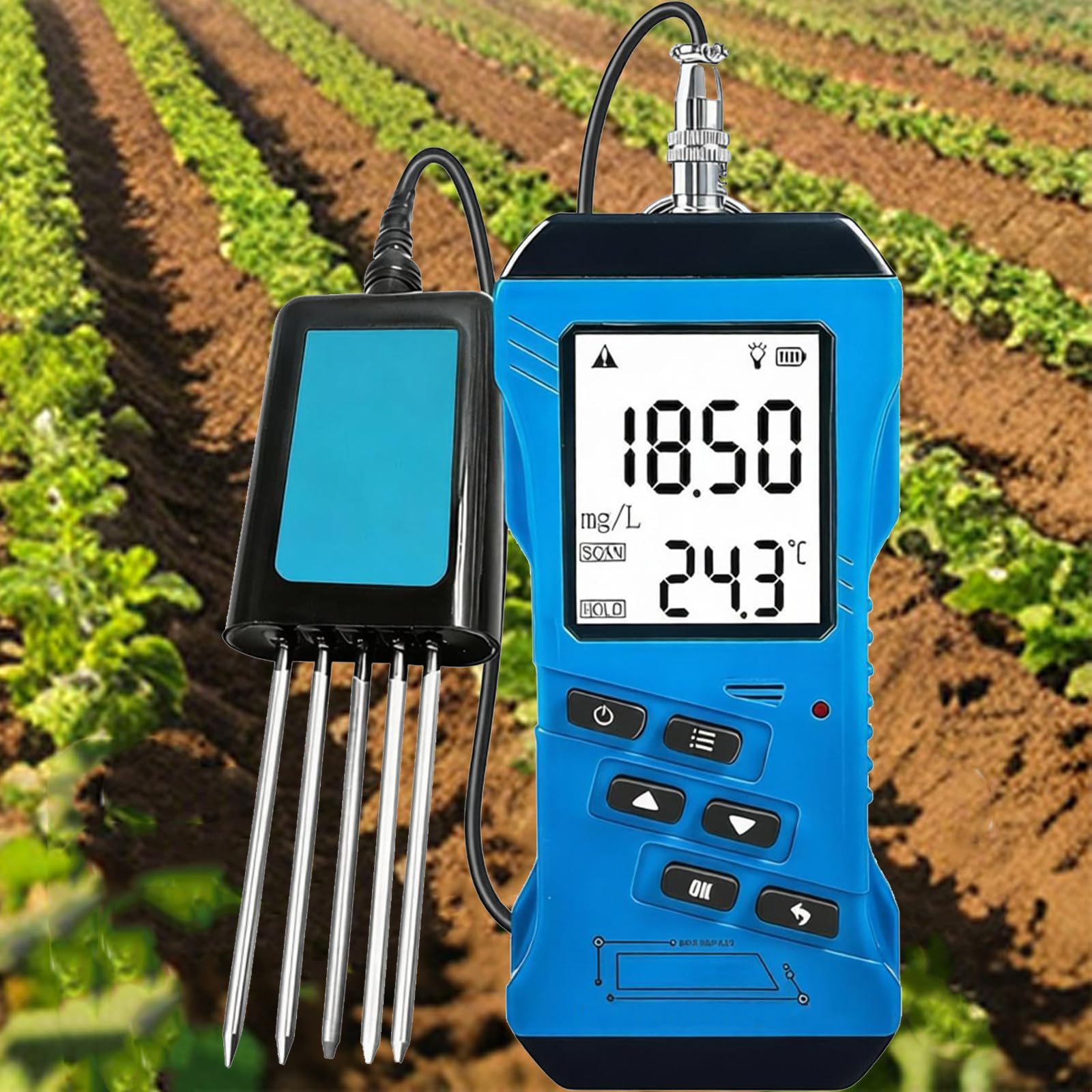 BITYCOW Multifunctional 7-in-1 Soil Test Kit, Accurate Nitrogen Phosphorus Potassium Detector, Digital Soil pH Humidity EC Analyzer for Agriculture Gardening