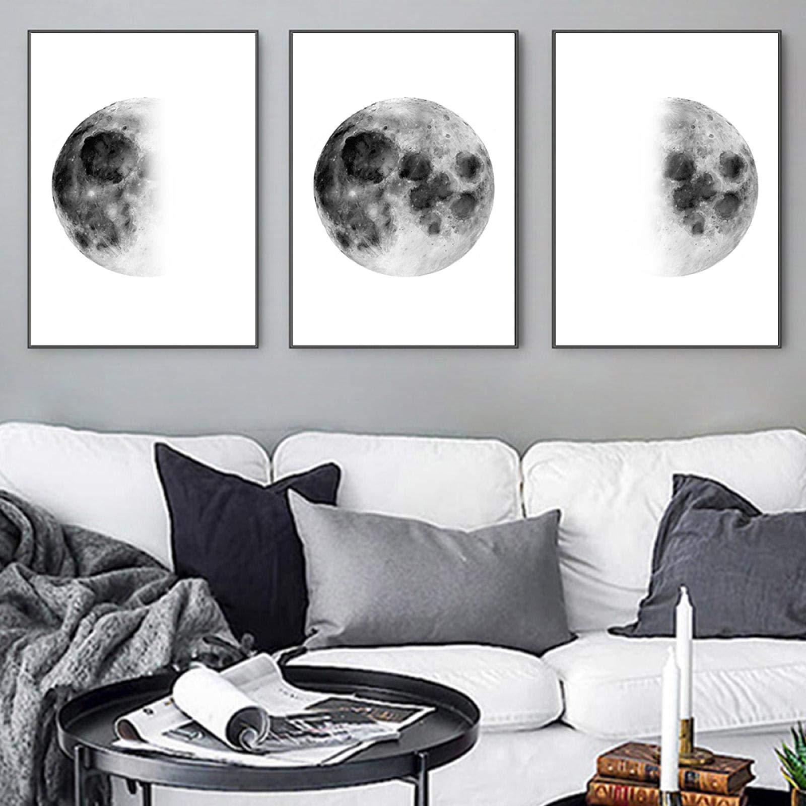 Peinture sur toile nordique de lune pour une décoration de chambre cocooning