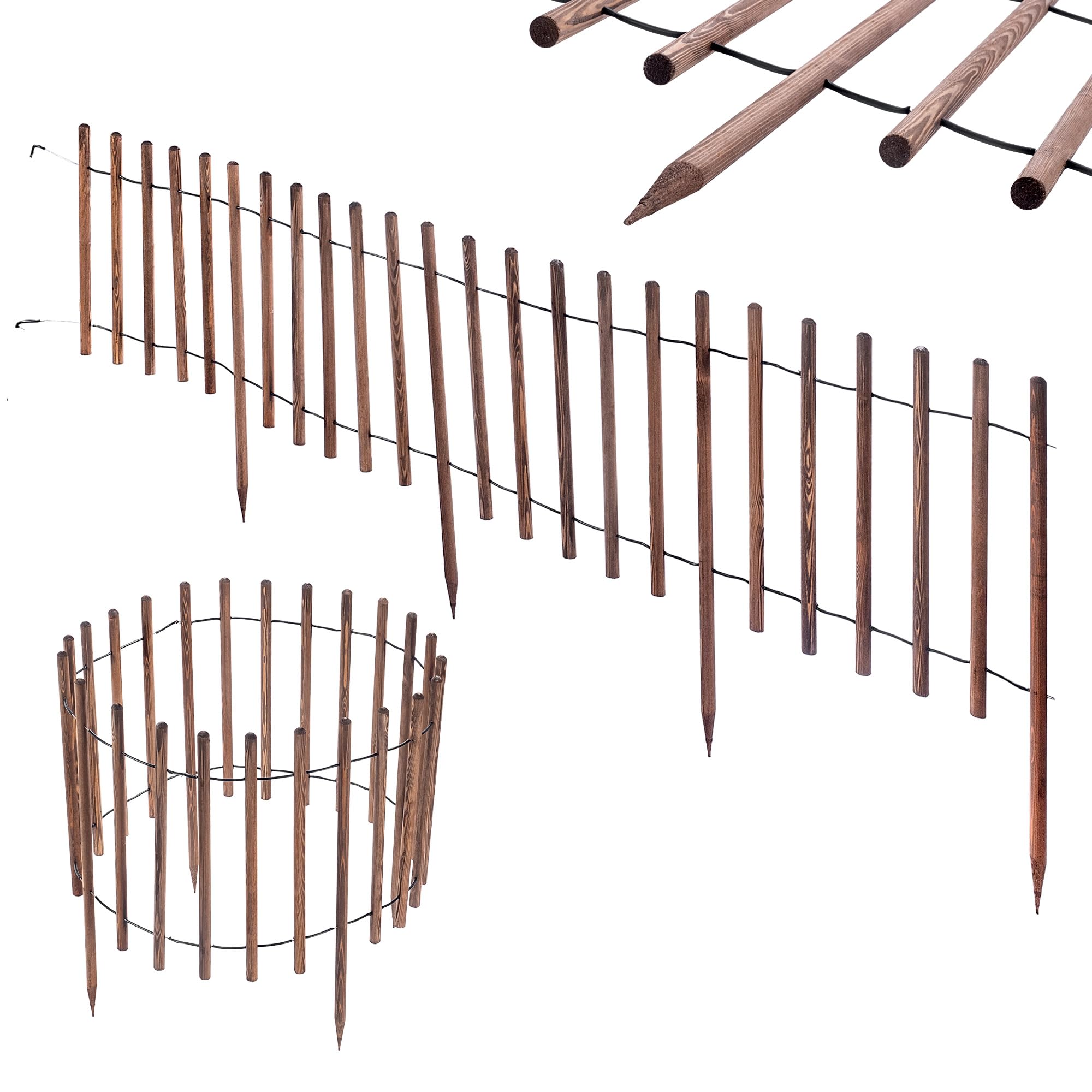 KADAX Gazonrand van hout, 114 x 10 cm, bloembedomranding, flexibel