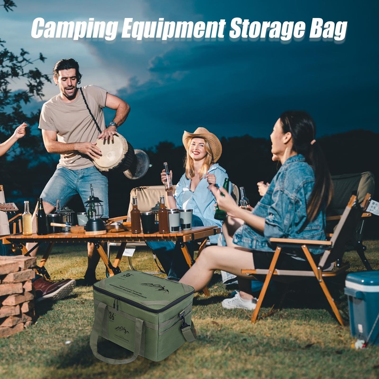 Sacs de camping, organisateur d'ustensiles de cuisine, accessoires de voyage, sac de camping de table, pochette de rangement de grande capacité pour les amateurs de plein air, aventures de plage, 42 x