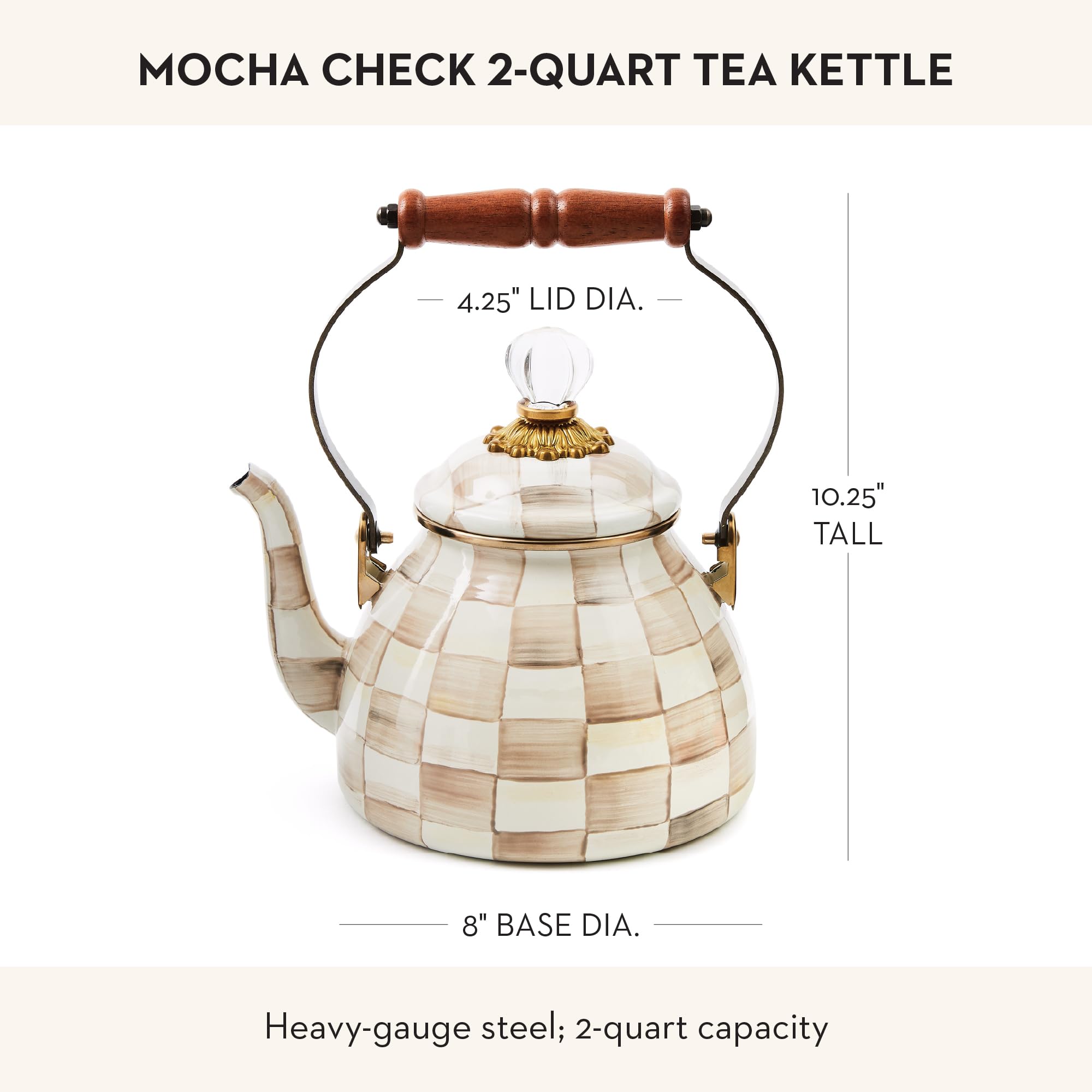 MacKenzie-Childs Mocha Check Tea Kettle -4 MacKenzie-Childs Mocha Check Tea Kettle -4