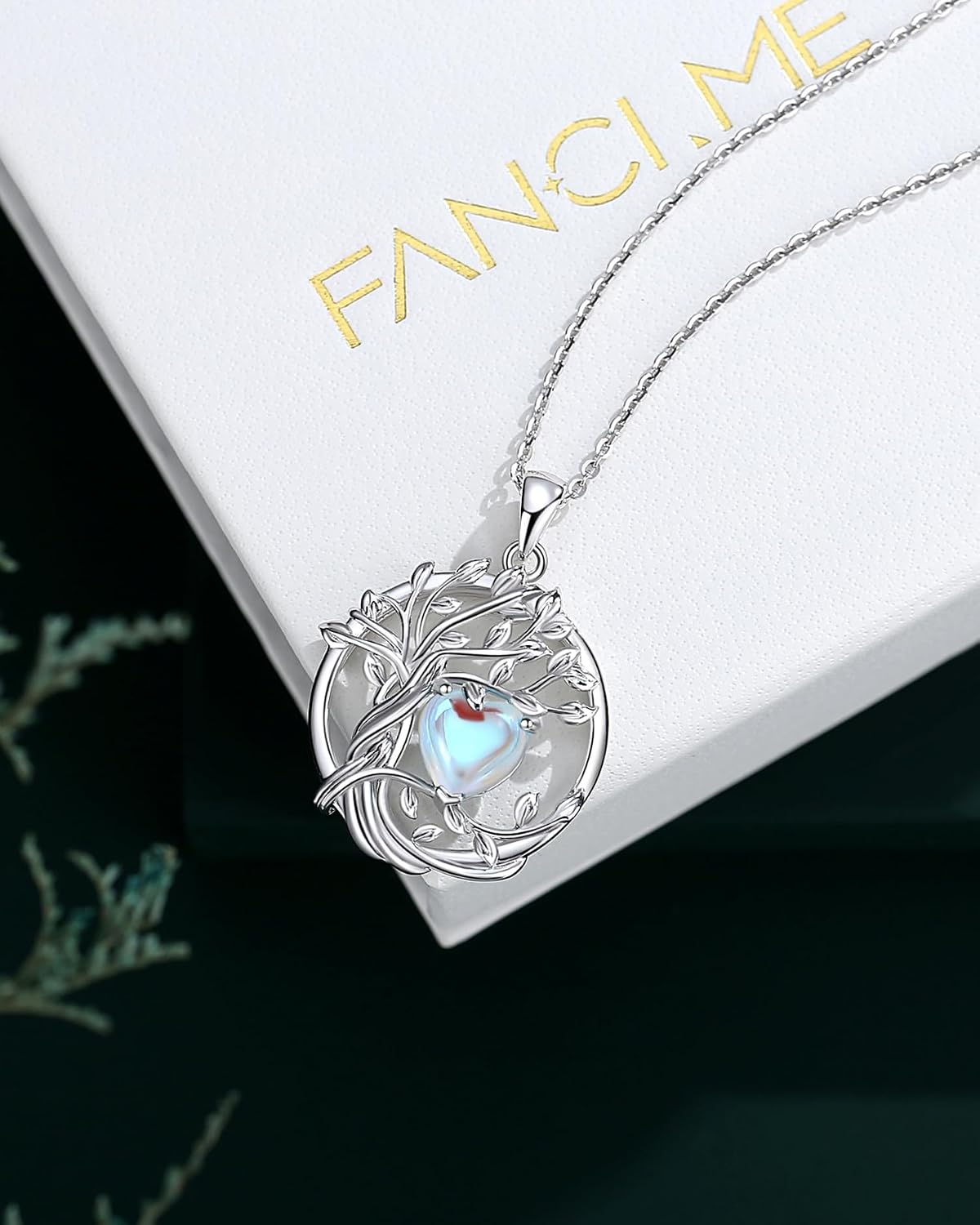 FANCIME Tree of life Birthstone necklace Sterling Silver Pendant Birthstone Necklace Gemstone Anniversary Birthday Jewelry Mothers Day Gifts for Mom Her Wife
