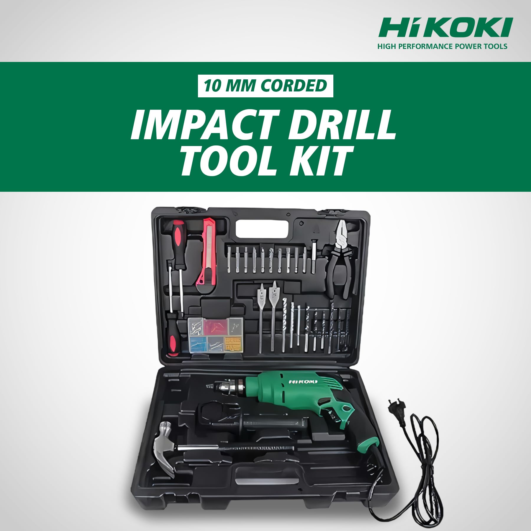 Hikoki Tool Kit(Dv10Vst(Kit) Saz9), 10Mm Corded Impact Drill, 550W, 1.7 Kg, 0-3000 Rpm, 0-48000Bpm, 10Mm Drill Chuck, Robust Design, With 28 Pieces Accessories Included - Black (B0CD81LS9M) Amazon Price History, Amazon Price Tracker