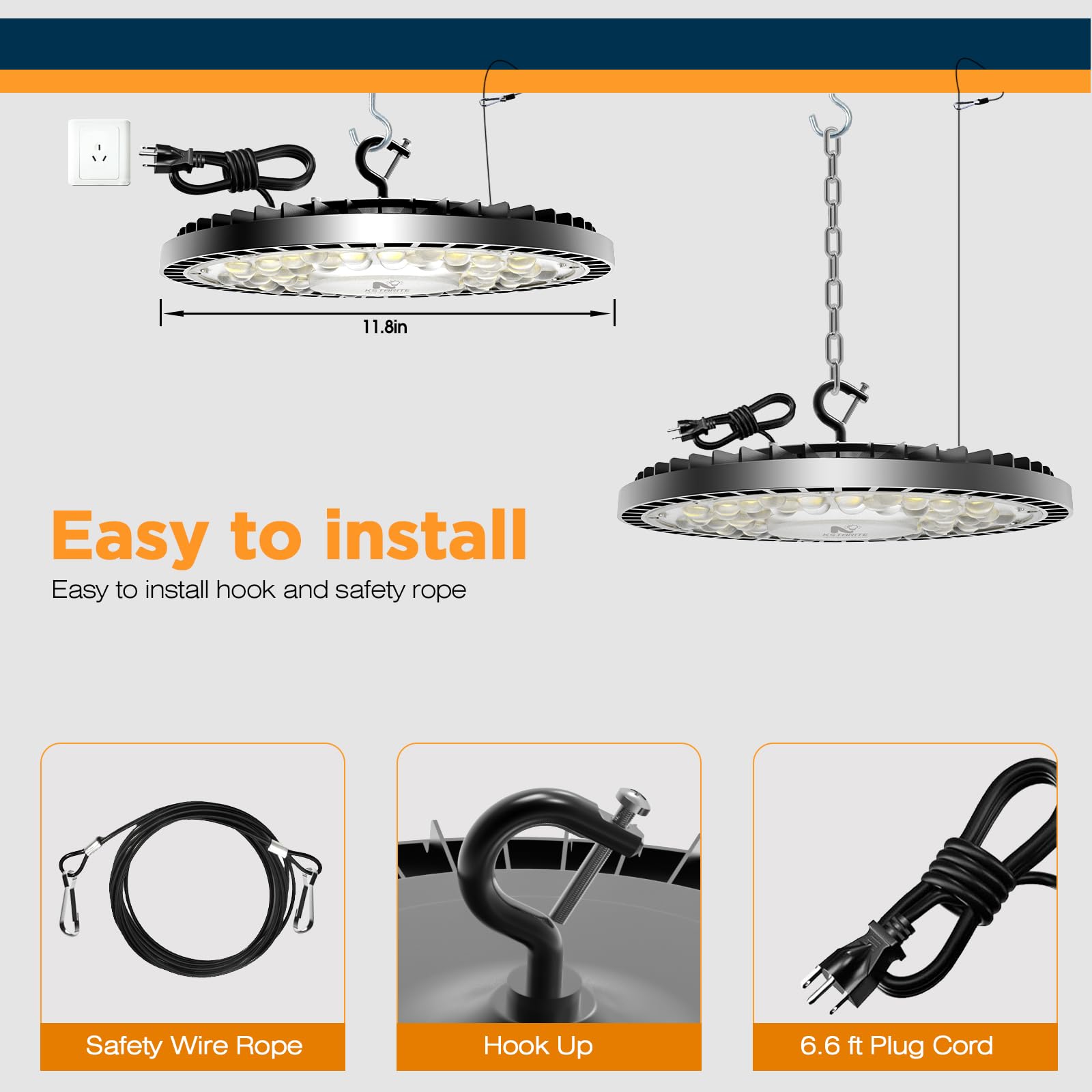 320W 4 Pack UFO High Bay Light LED Shop Lights 45000LM Garage Lights 6500K LED Barn Light Industrial — view 6