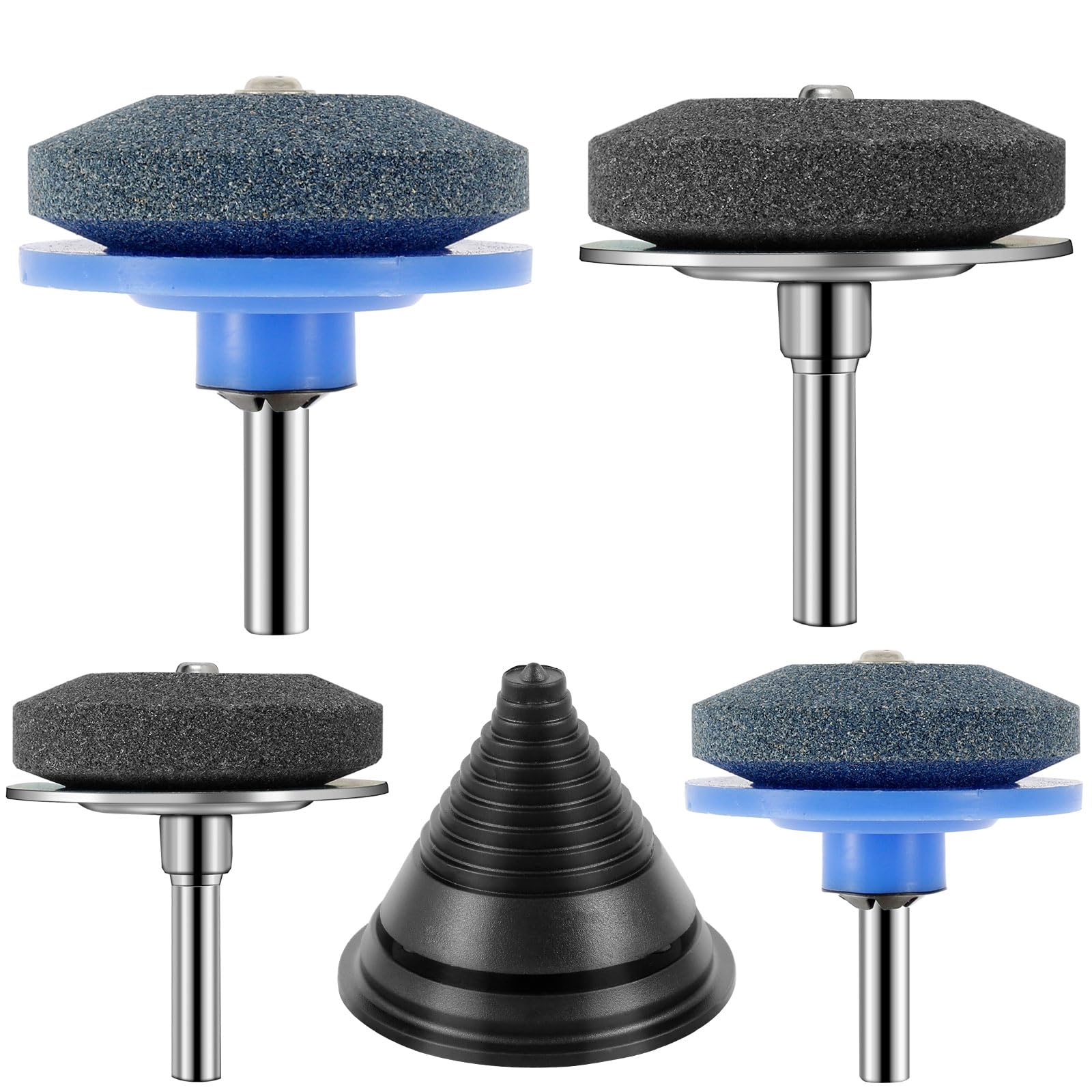 FALESOUL 4PCS Lawnmower Dull Blade Sharpener, Lawn Mower Blade Sharpener for Power Hand Drill, Universal Lawn Mower Sharpener Tool, Lawn Mower Blade Sharpener Tool For Any Power Hand Drill