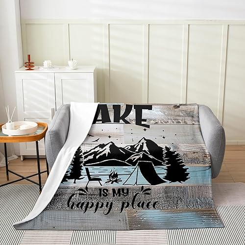 Miniatura 2 de Erosebridal Manta decorativa de casa de lago, manta de camping de tamaño Queen, manta de vellón rústico de casa de campo para casa del lago, manta