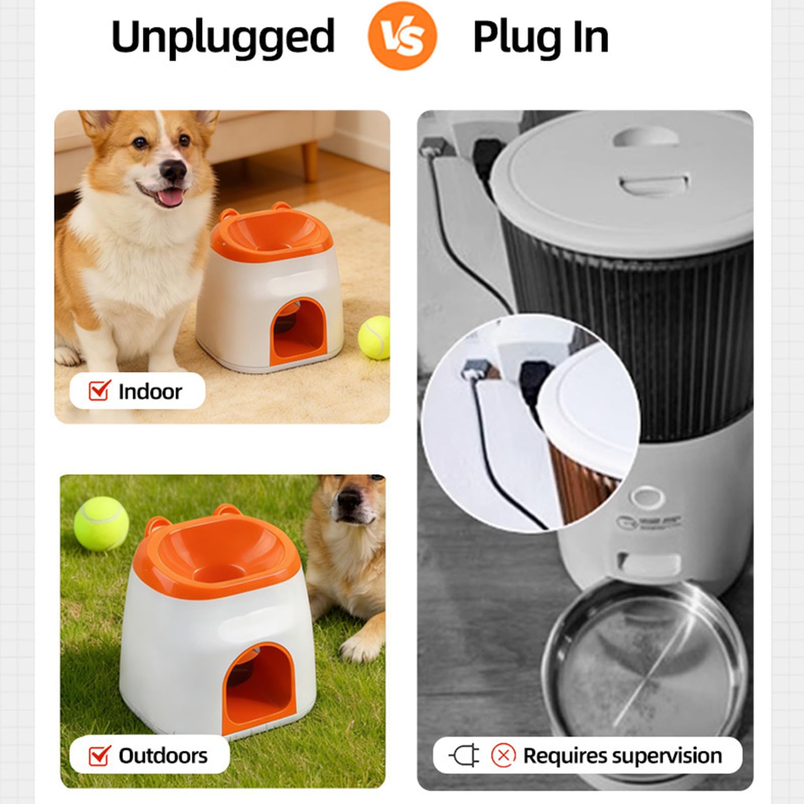 Automatischer Ballwerfer für Hunde, Ballwurfmaschine für Berichtsspiel mit Leckerli-Spender, Interaktive Ballwurfmaschine mit 1 Pcs 5cm Tennisbällen, Hundespielzeug für Hause & draußen
