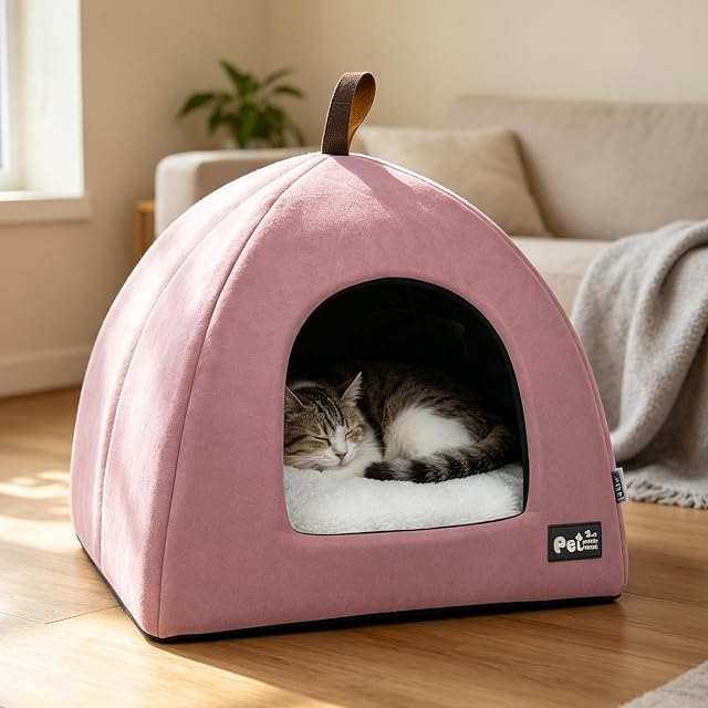 PETCUTE Cama Gato Cueva Suave,Casa Gato Carpa para Gatos,Cueva Suave Gato,Suave Felpa Cálida Camas…