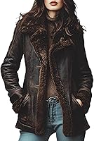 BlackStone Leather Women's Vintage Brown Shearling Coat - Faux Fur Lined Aviator Winter Jacket
