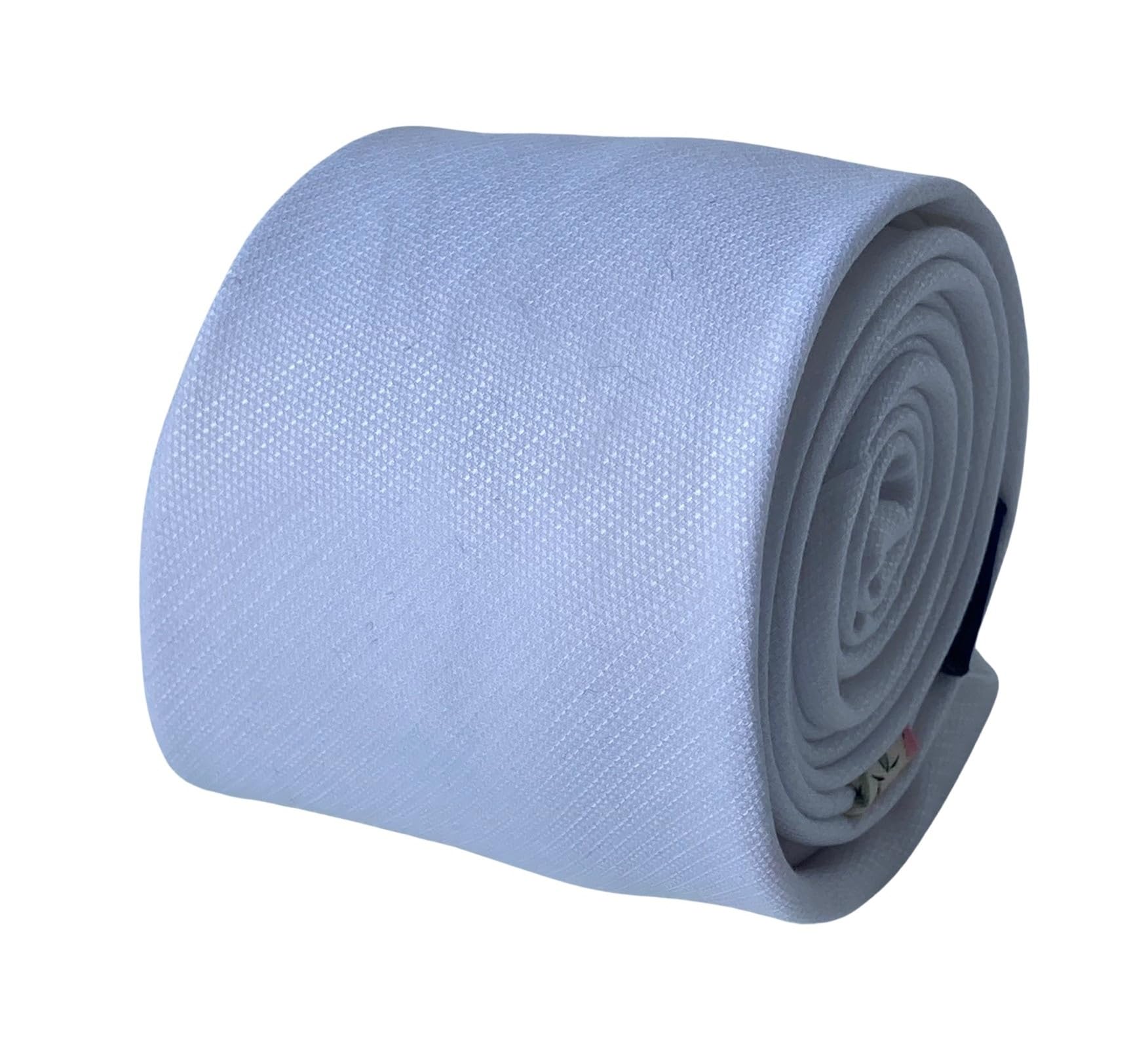 Frederick Thomas Men's White Luxury Linen Tie For 147Cm Length Classic 6.5Cm Width Necktie Ideal For Office Wear, Weddings, Formal Events, Special Occasions And Dinner Parties
